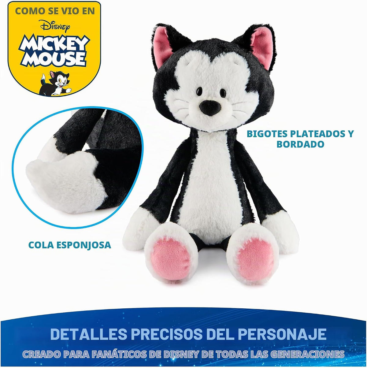 GUND Disney Oficial Figaro de Peluche, Pinocho, Gato de Peluche de...