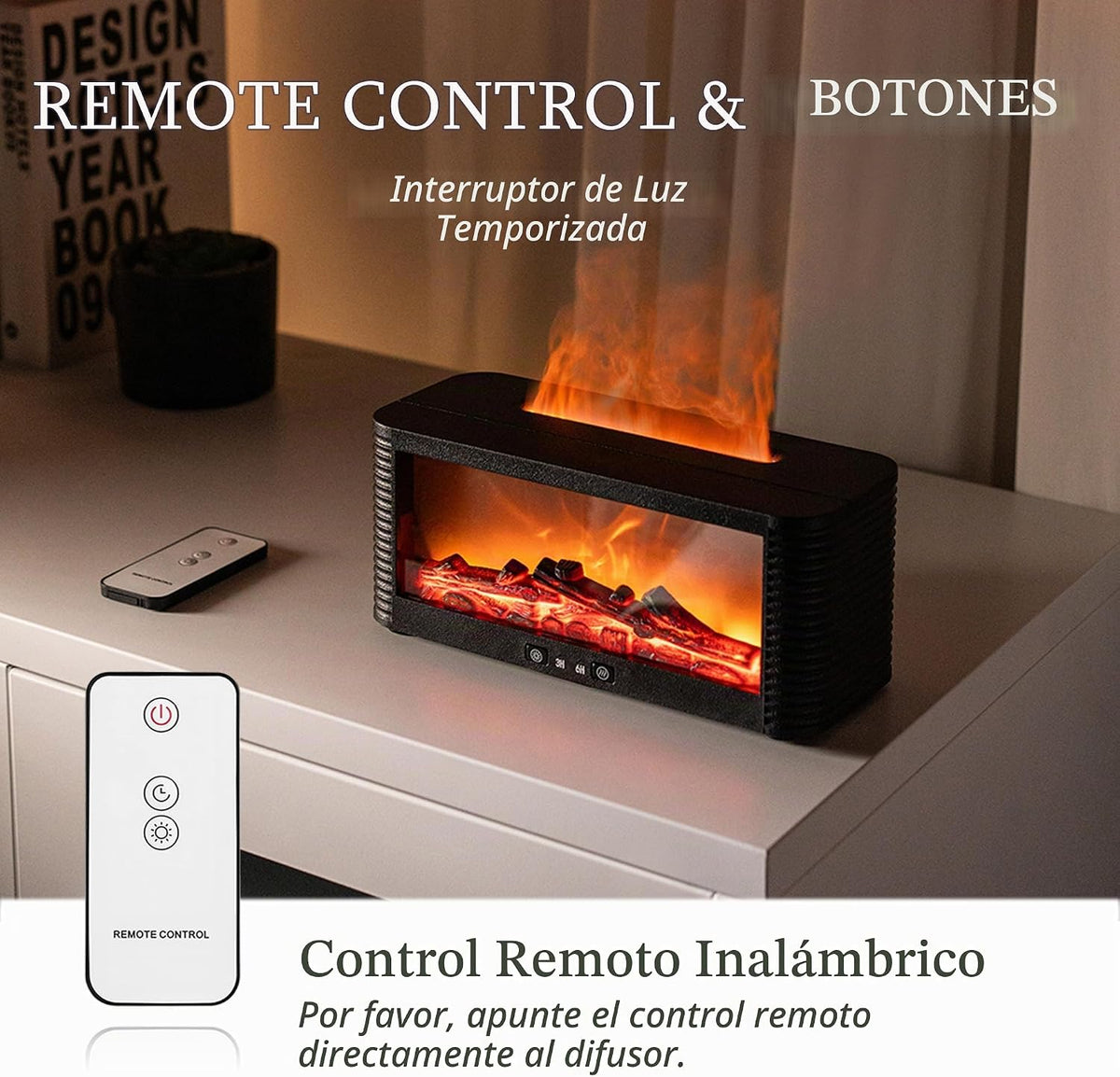 LOVCY Difusor de aceite esencial con aroma a chimenea de llama de 9...