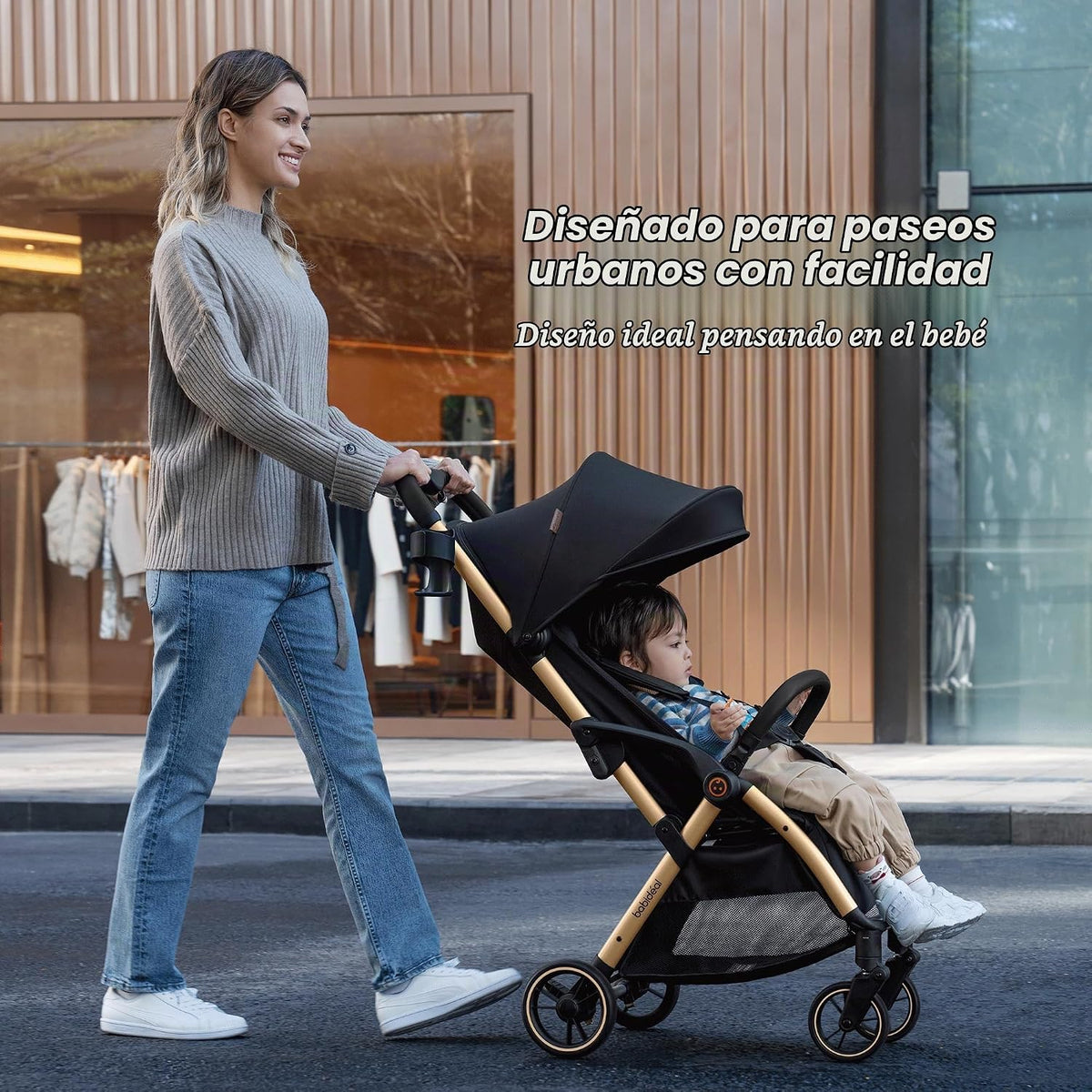 Babideal Cochecito de viaje ligero, auto plegable con almacenamient...