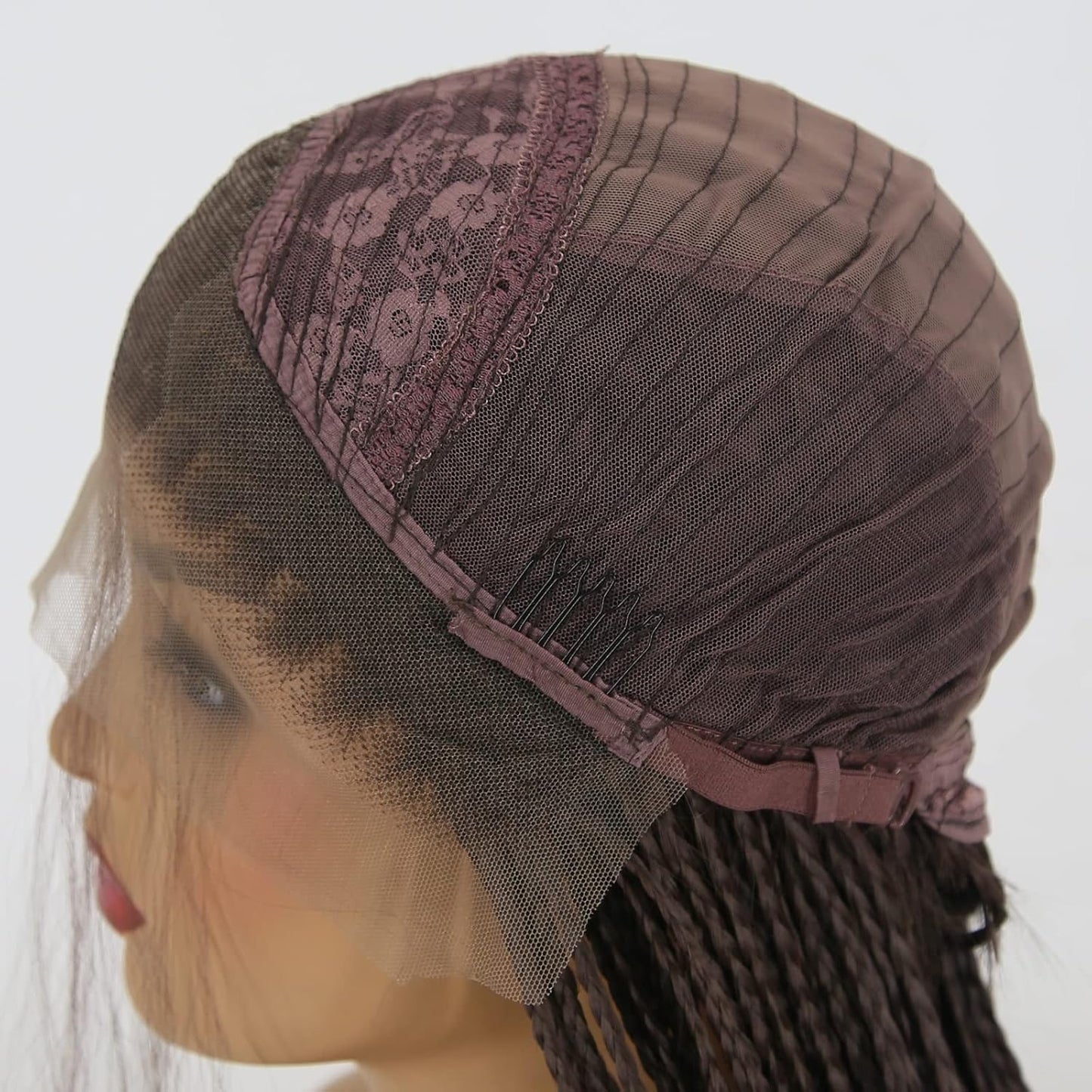 BTWTRY Peluca de cabello sintético con encaje frontal micro trenzad...