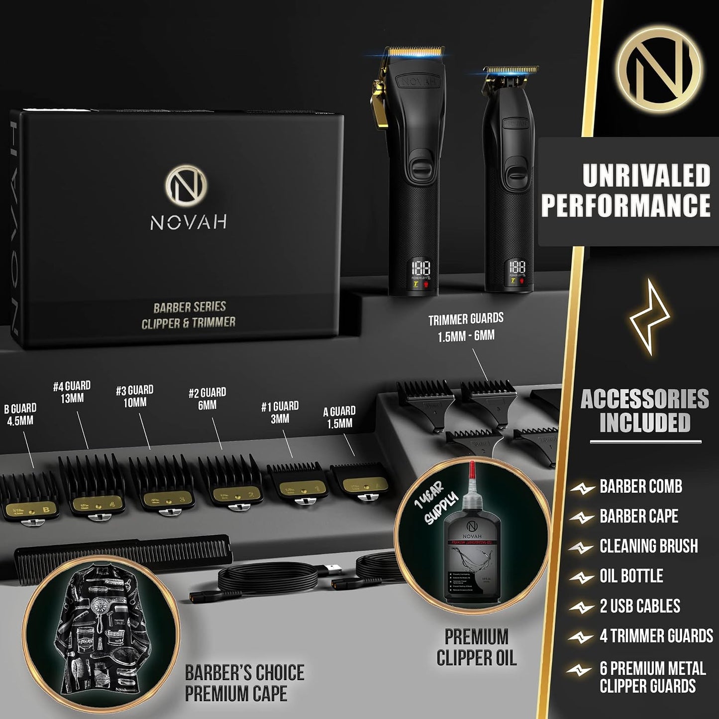 Novah® Cortadoras de Cabello Profesionales para Hombres, Cortadoras...