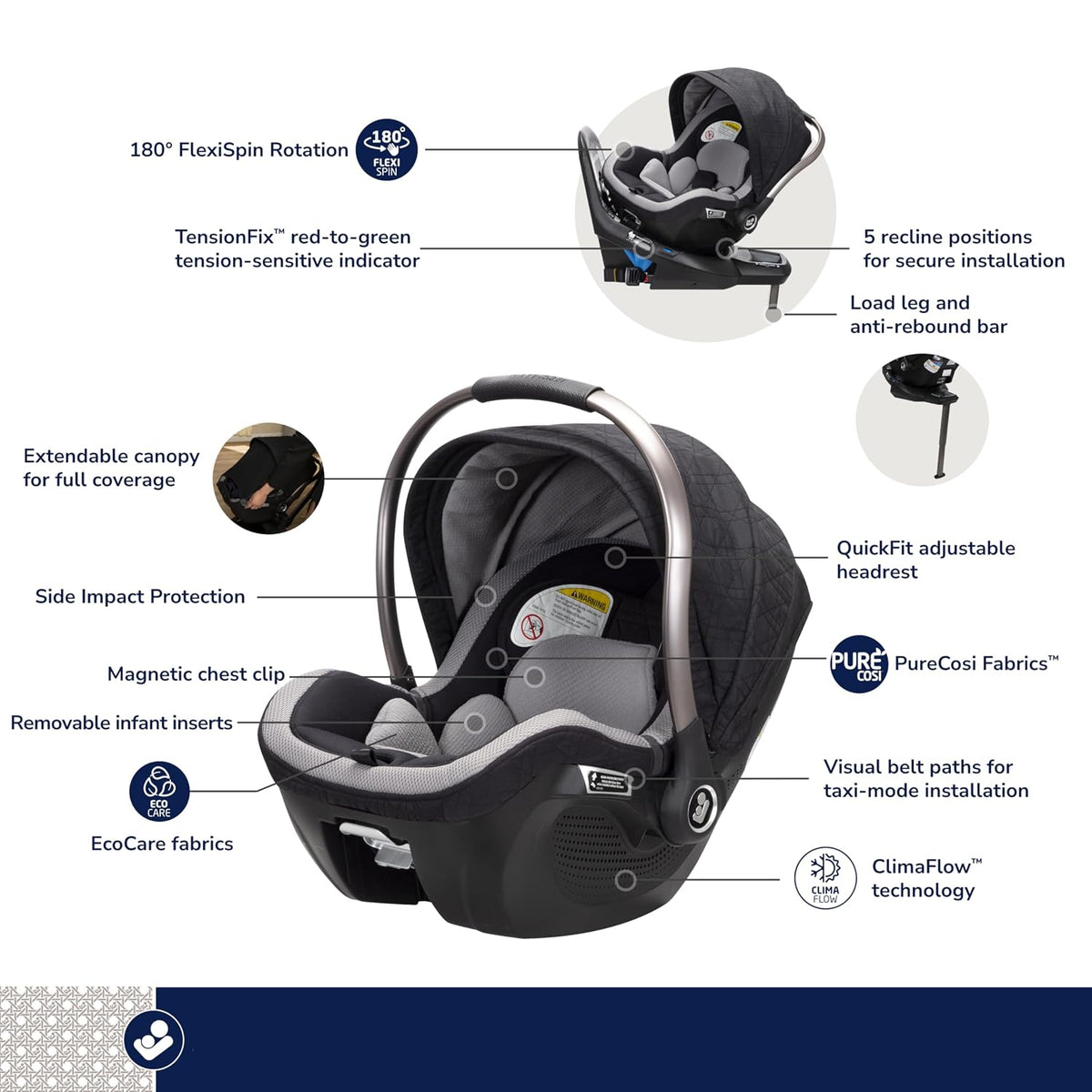 Maxi-Cosi Peri 180 - Asiento de coche giratorio para bebé, asiento...