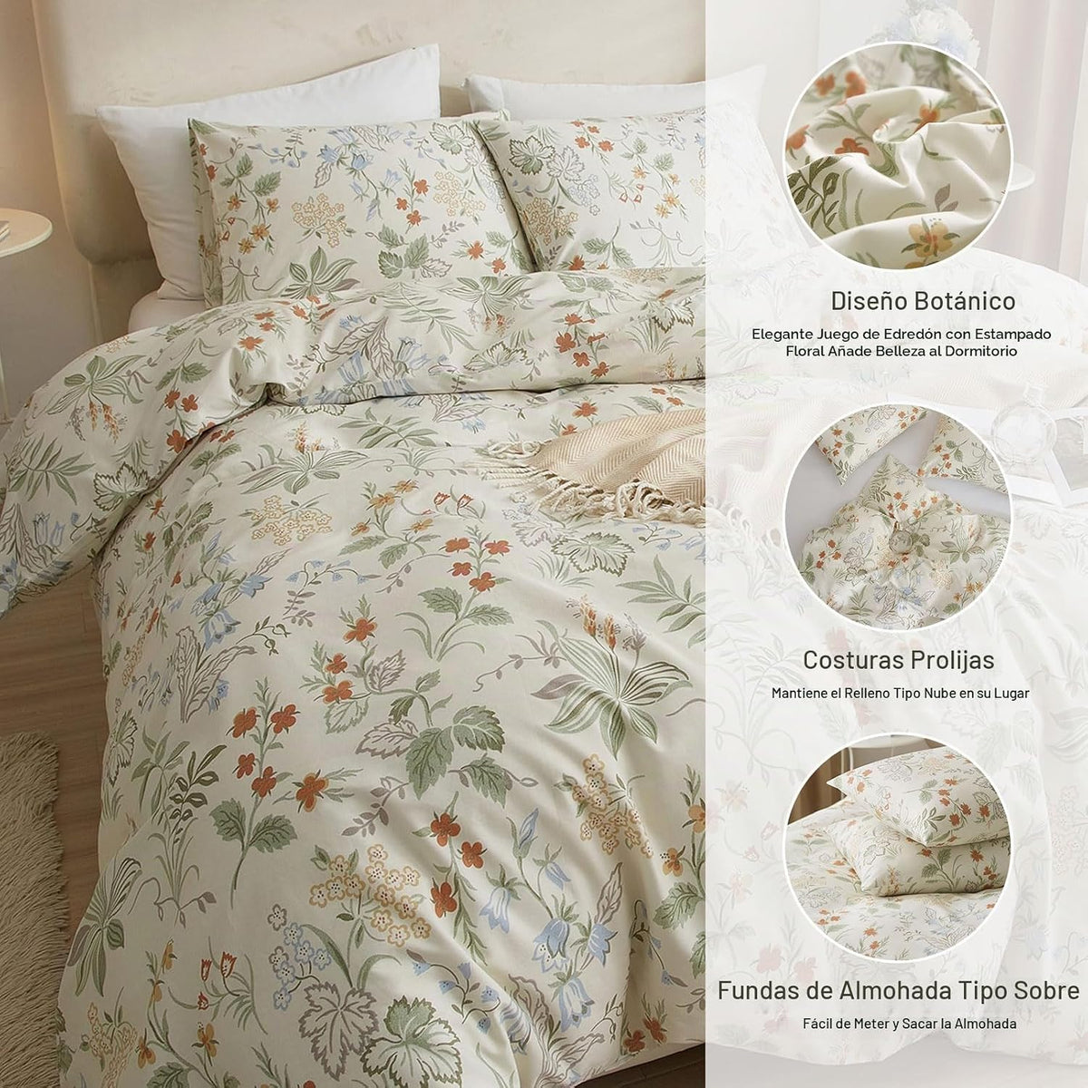 EAVD - Juego de edredón floral vintage fresco tamaño Twin XL, blanc...
