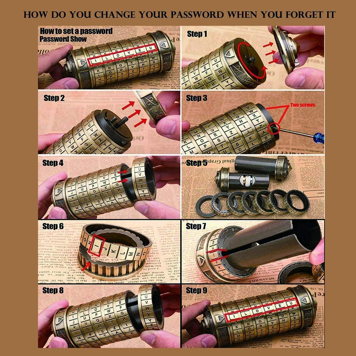 Cryptex Da Vinci Code Mini Cryptex Lock - Cajas de rompecabezas con...