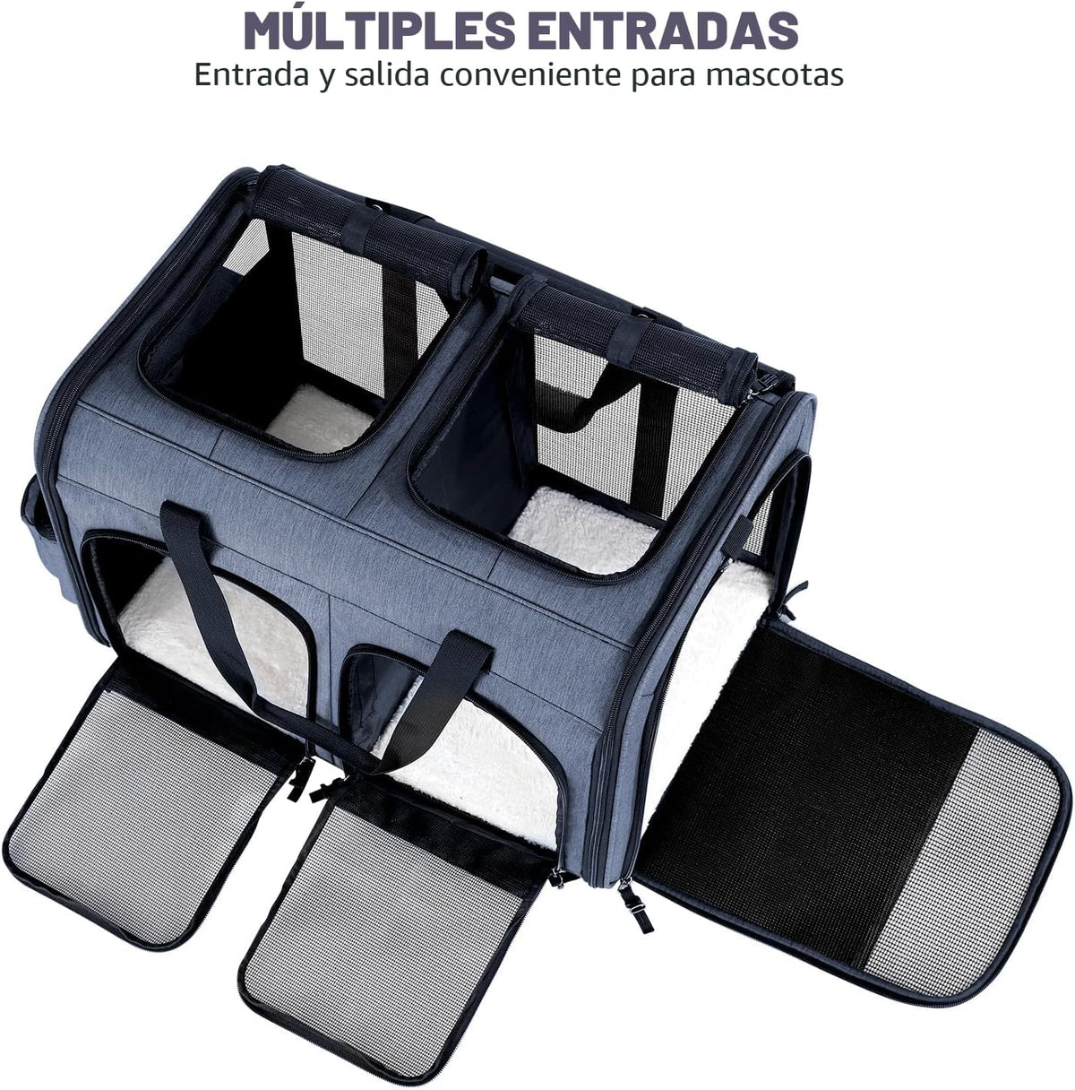 Groxkox Transportador de gatos para 2 gatos, transportador doble pl...
