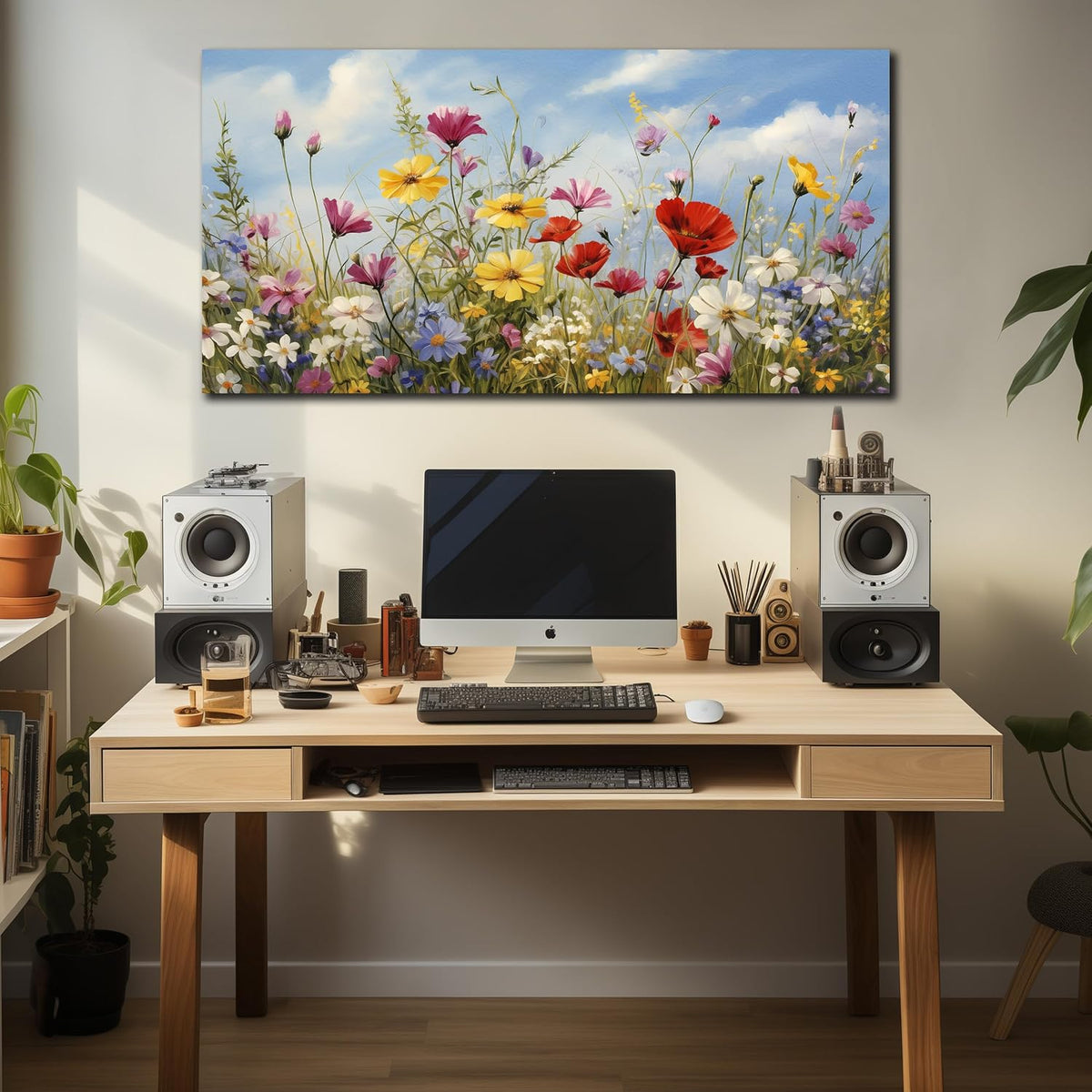 MDHKVPM Arte de Lienzo de Flores para Pared de Oficina para Mujeres...