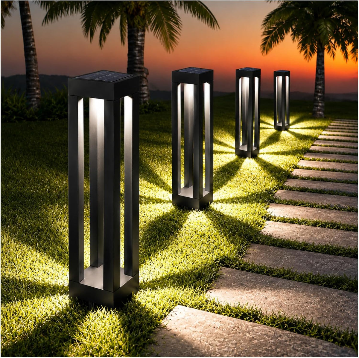 Lámpara de piso solar para exteriores, luces solares de calle de ac...