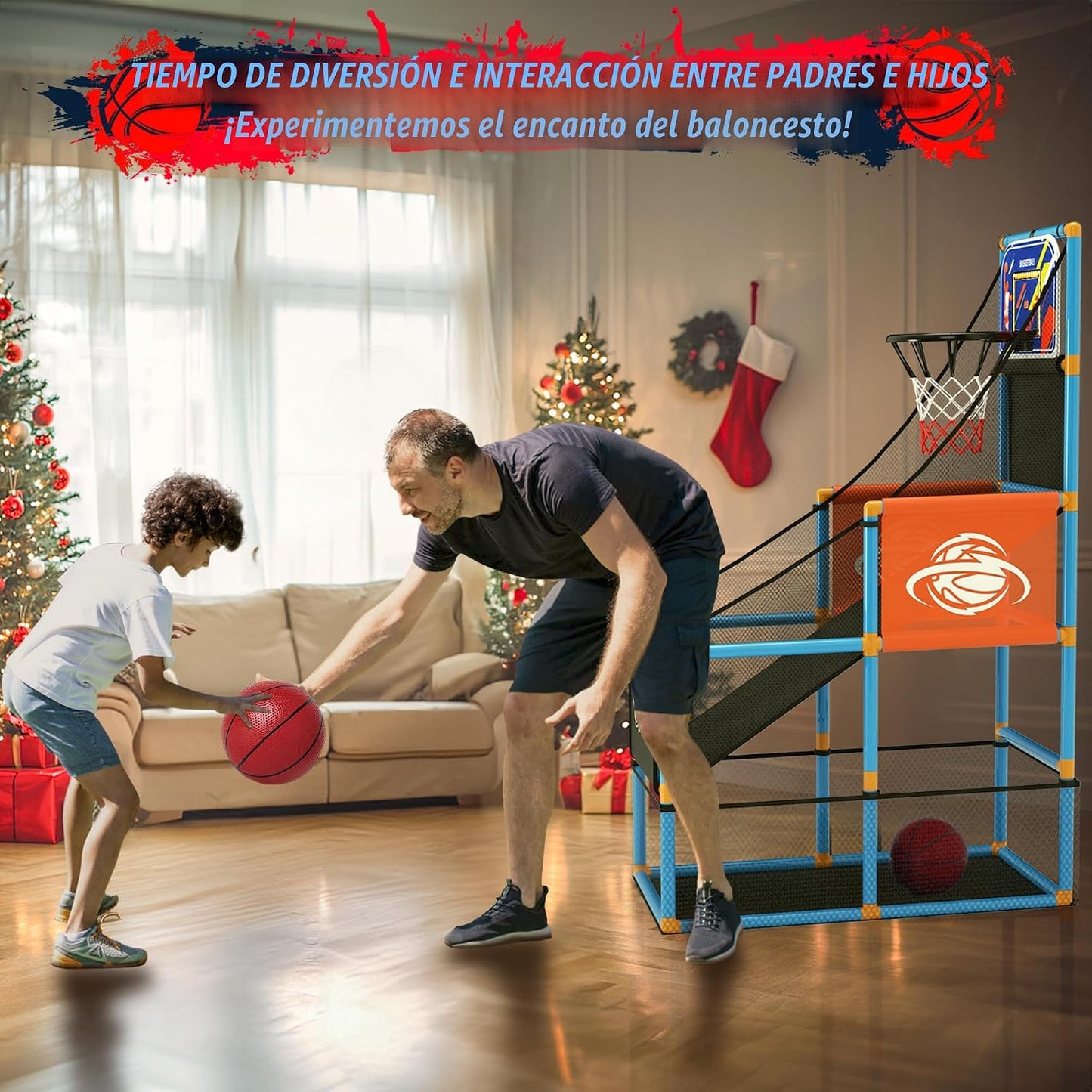 Handwell Juego de baloncesto arcade con marcador electrónico y luz...