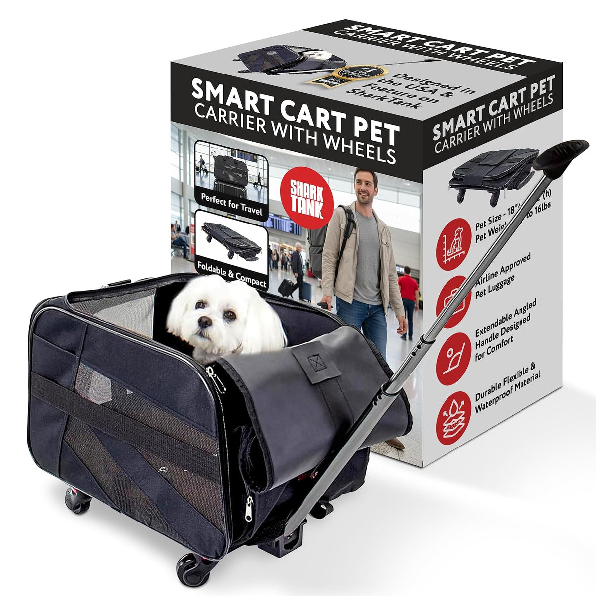 dbest products Carrito inteligente para mascotas, mediano, negro, t...