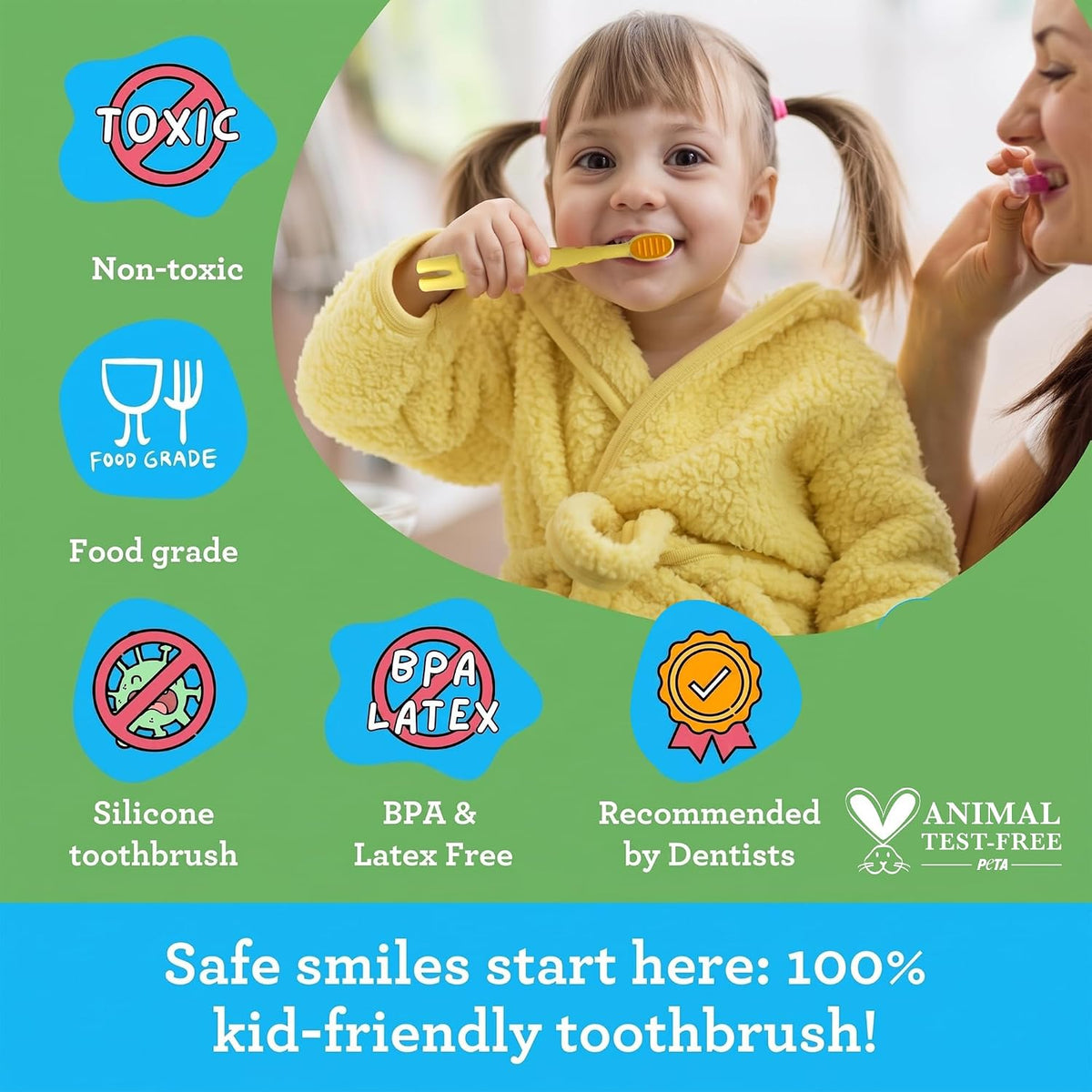 GuruNanda Cepillo de dientes para niños con linda jirafa en las enc...