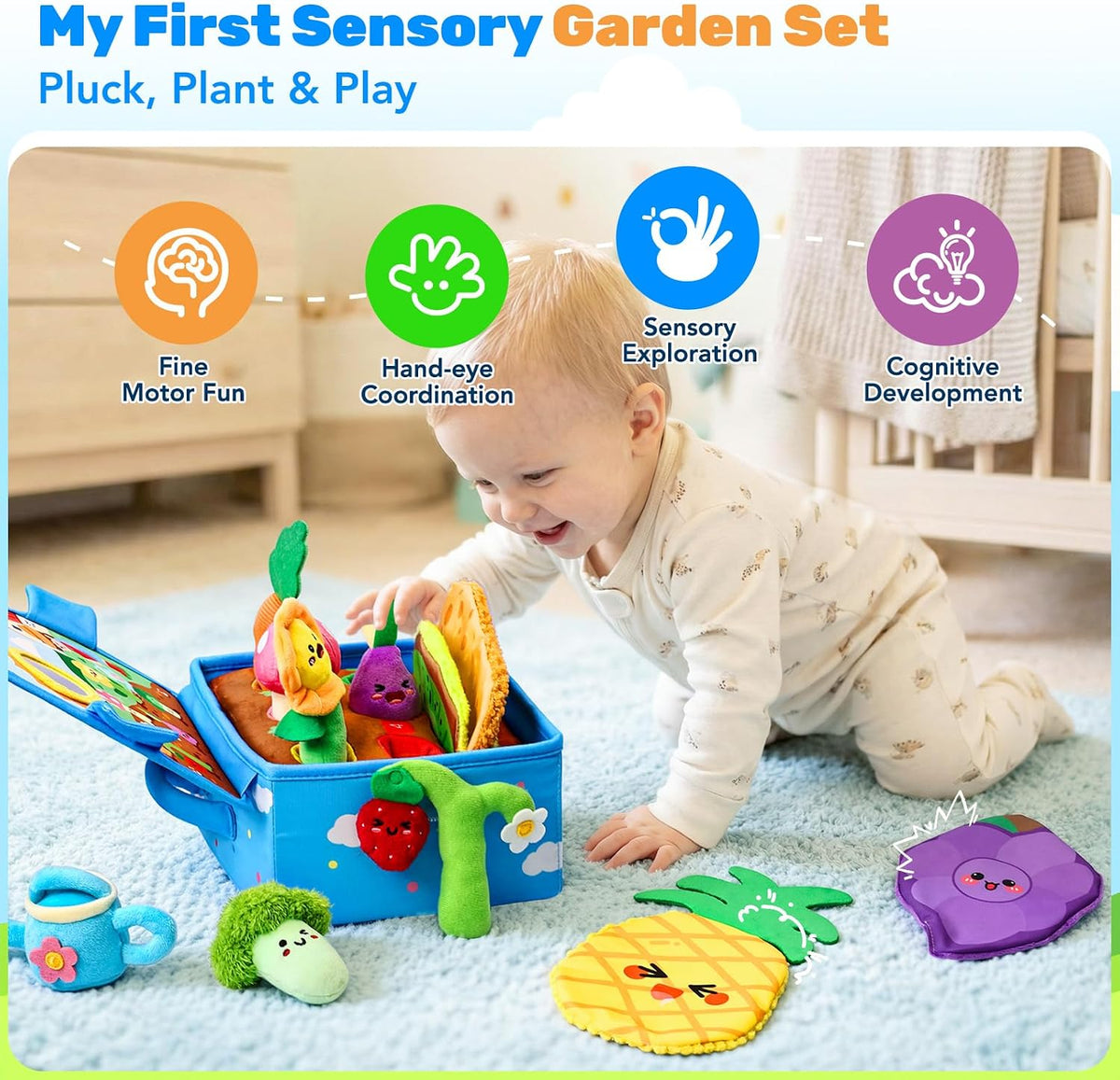 Juguete musical de peluche y jardín sensorial Montessori, juguete s...