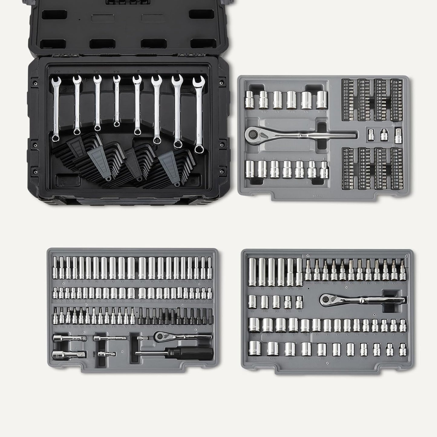 Amazon Basics - Juego de llaves mecánicas de 287 piezas con trinque...