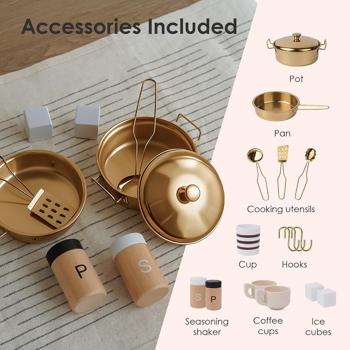 Cocina de Juguete de Madera Rosa para Niños - Electrodomésticos Rea...
