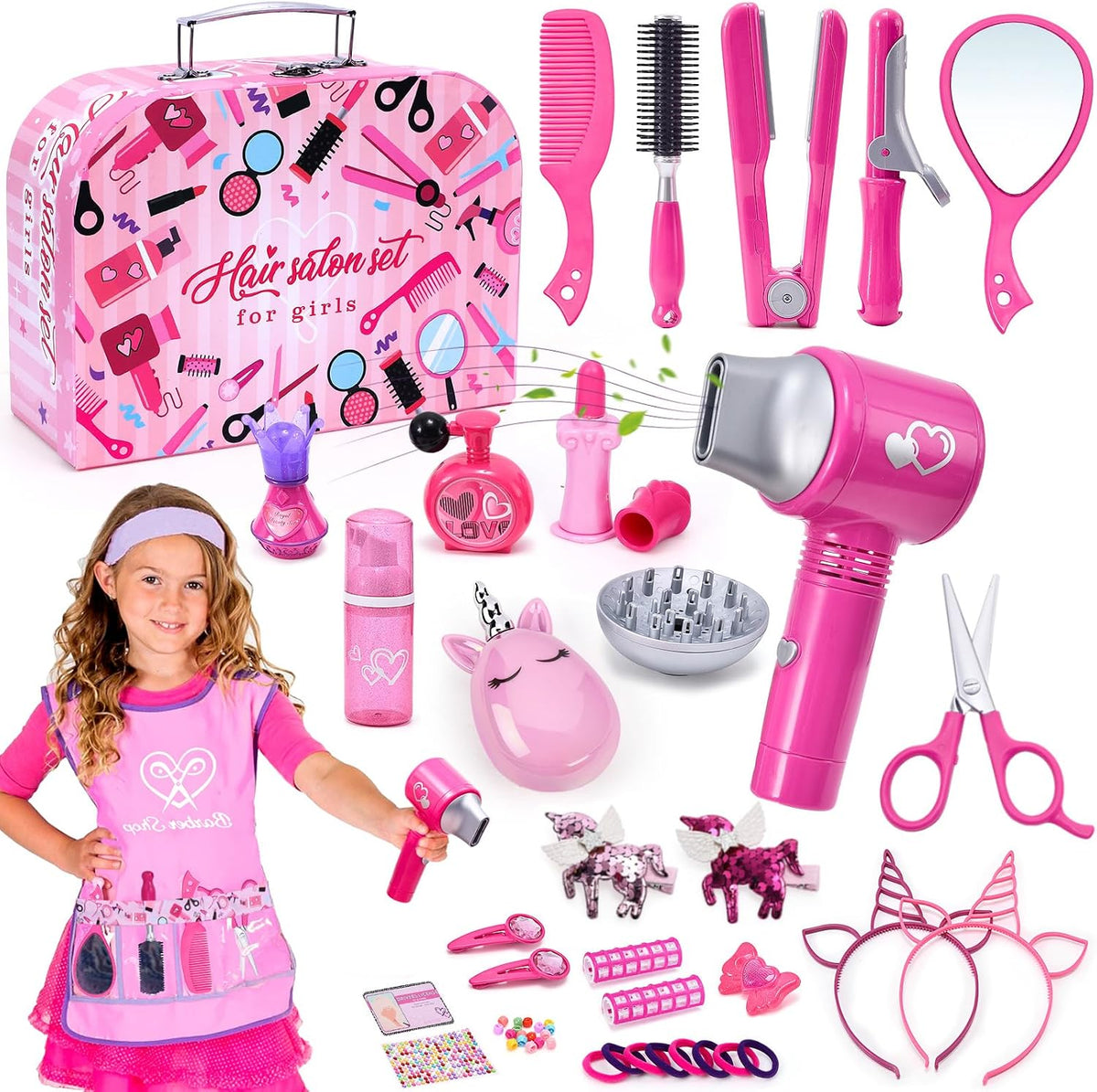 Lorfancy 49 piezas de juguetes de salón de cabello para niñas, jueg...