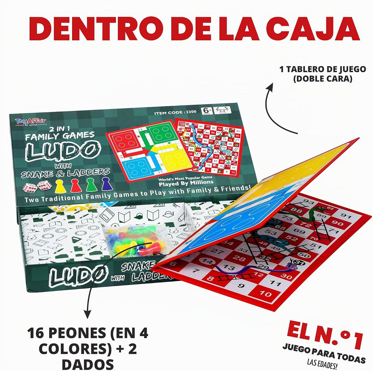 Ankit Toys &amp; Games Ludo &amp; Snakes and Ladders - Juego de mes...