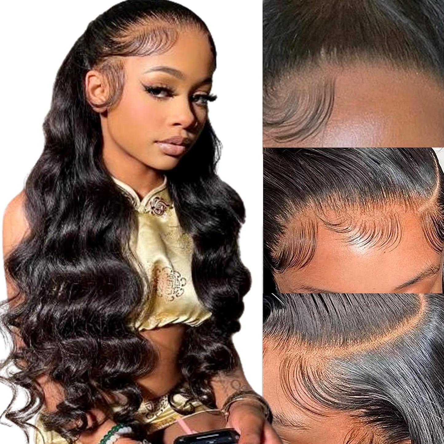 Blonlier Peluca Bob de cabello humano 13x4 HD 180% encaje frontal B...
