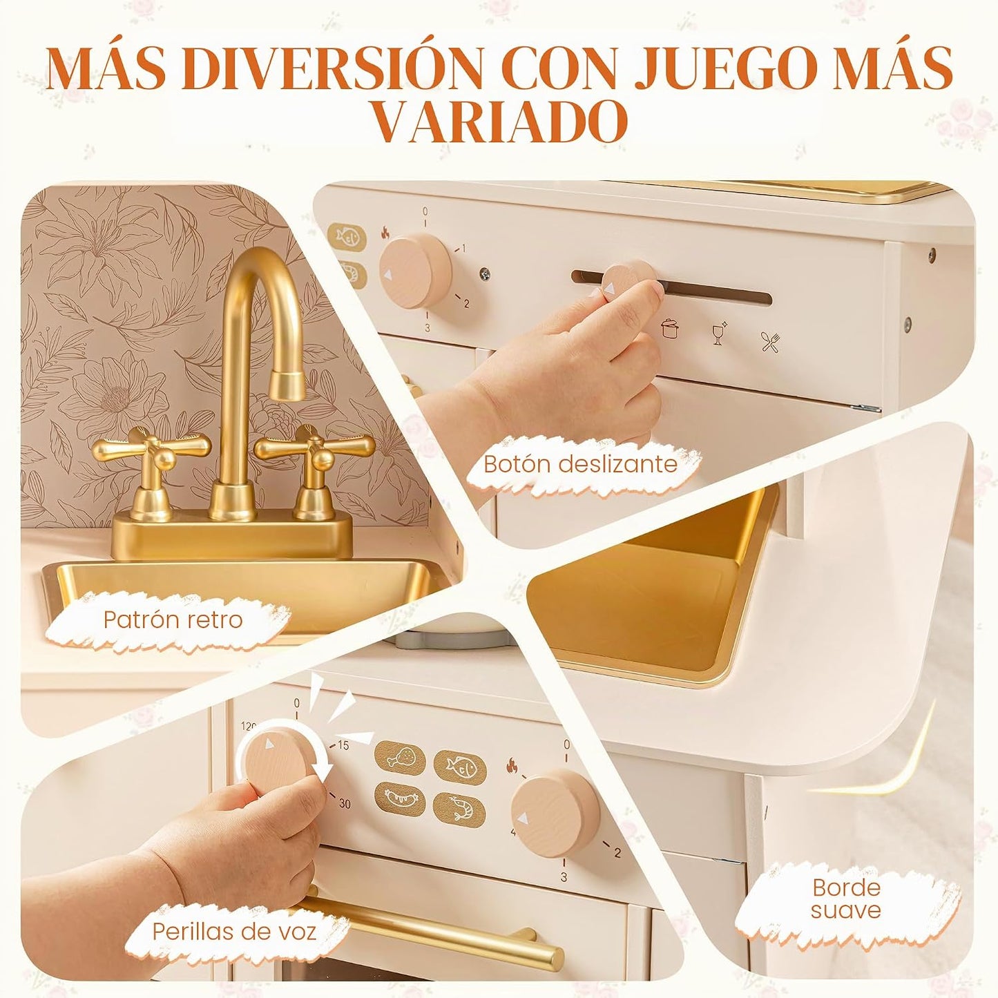 ROBOTIME Juego de cocina de madera para niños, juego de cocina para...