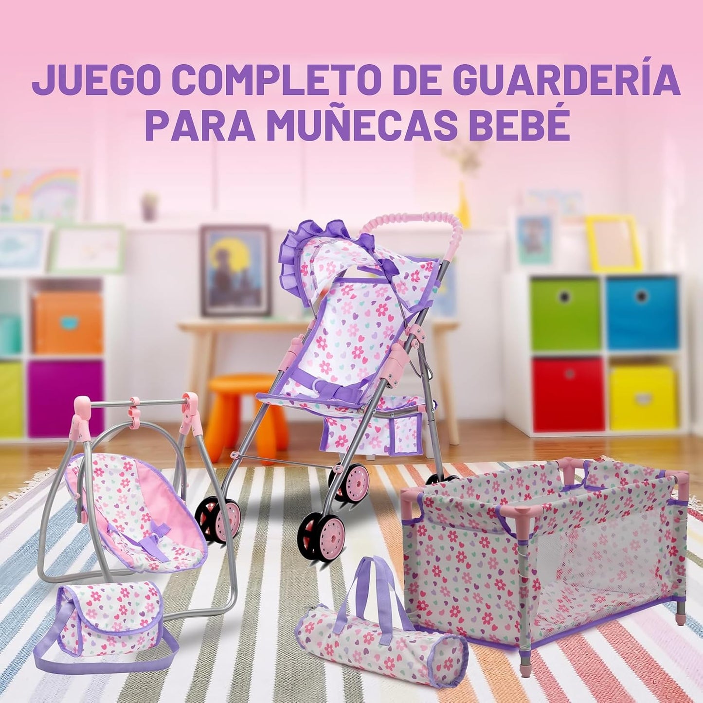 Juego de cama y columpio para bebé, accesorios para muñecas, juego...