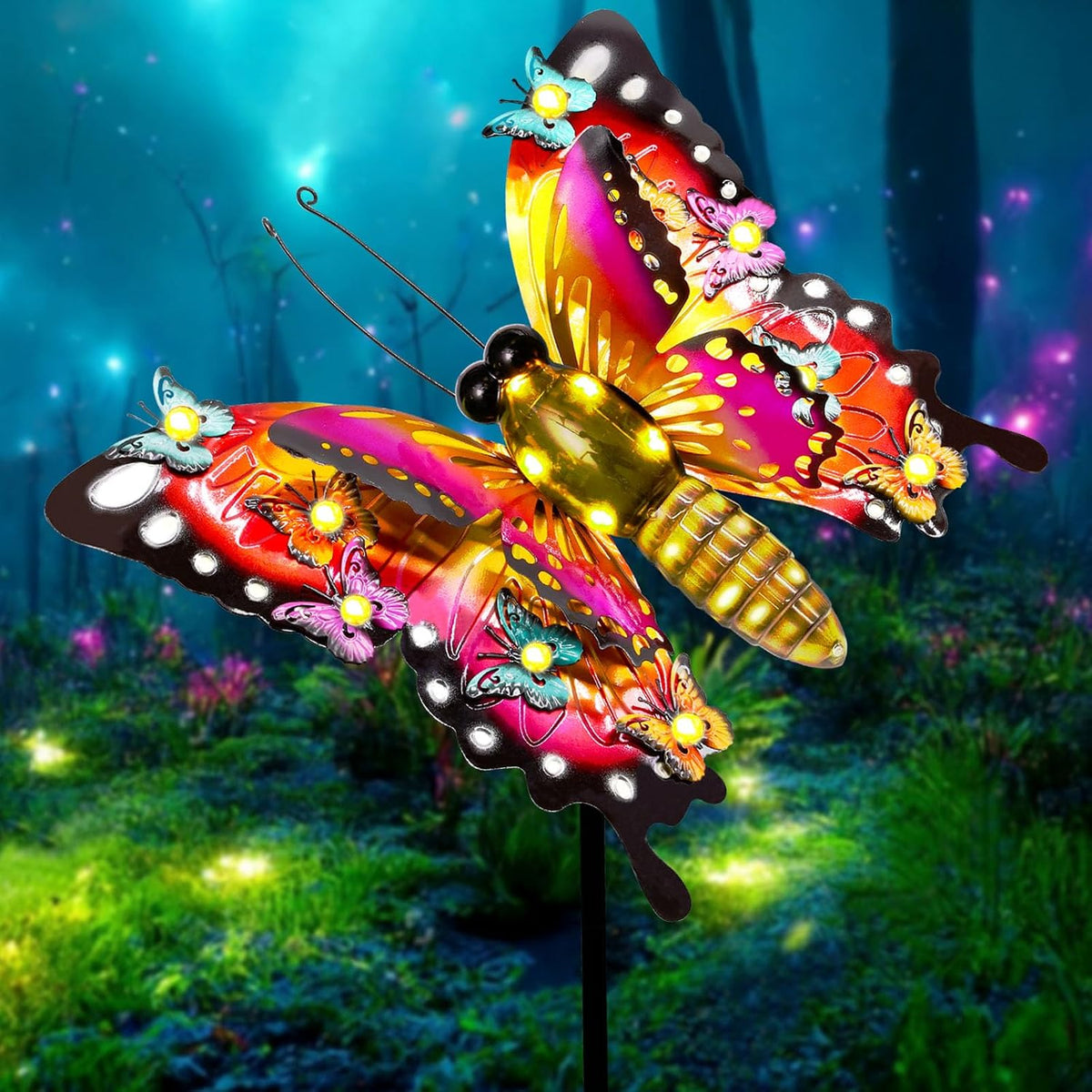 Luces solares de mariposa para exteriores, grandes luces de metal p...