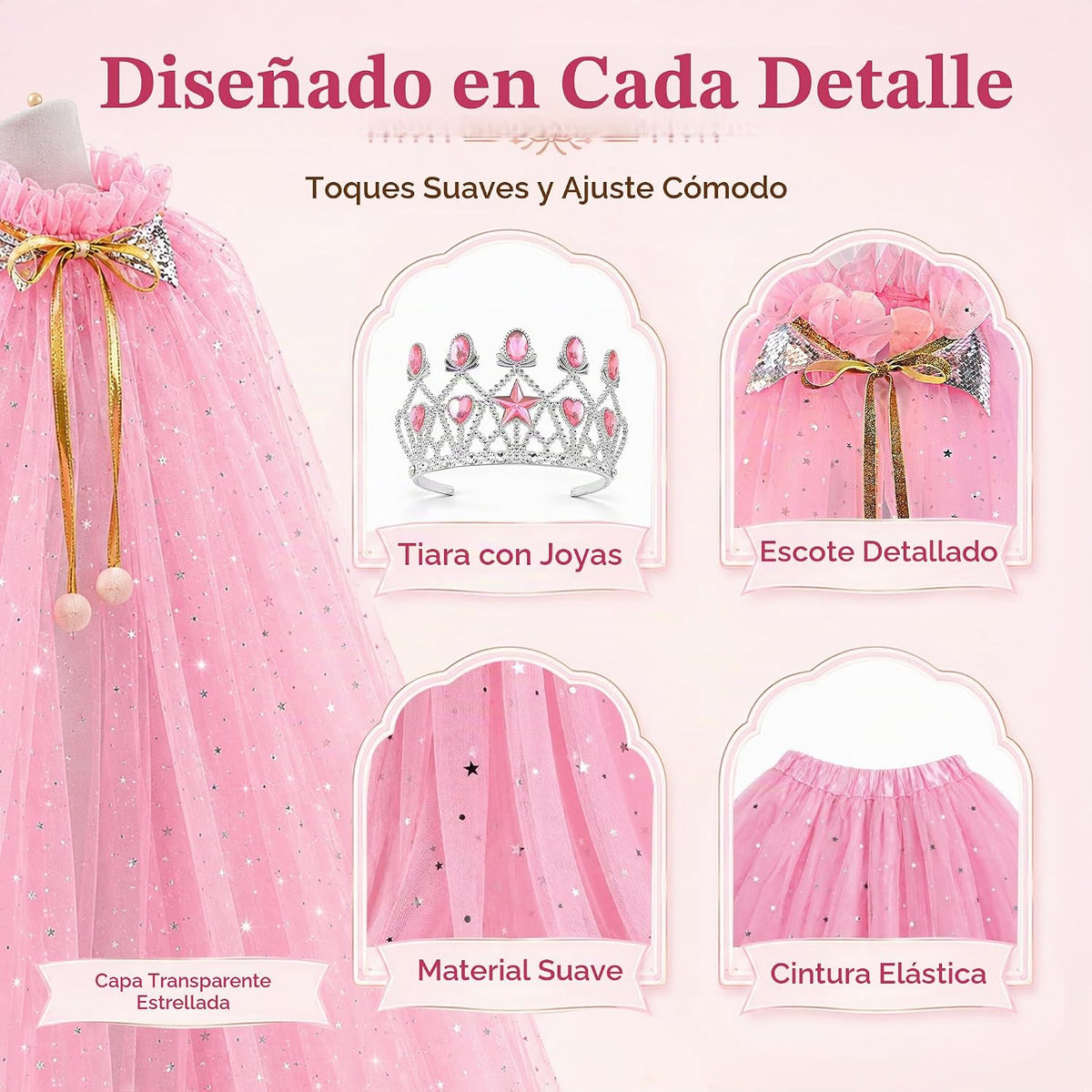 Meland Ropa de princesa para niña, 11 piezas de capa de princesa co...
