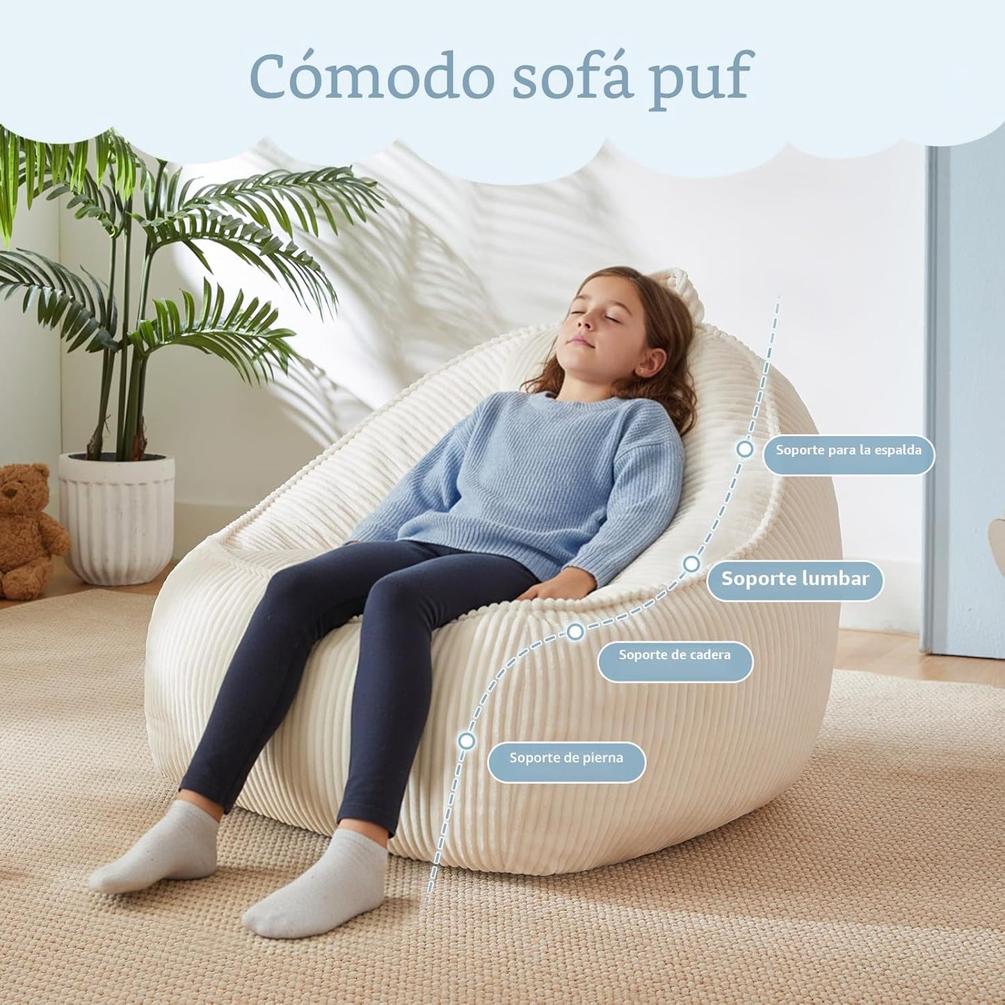 HUGHEAVEN Sillas puff para niños, puf para niños, cómoda y acogedor...
