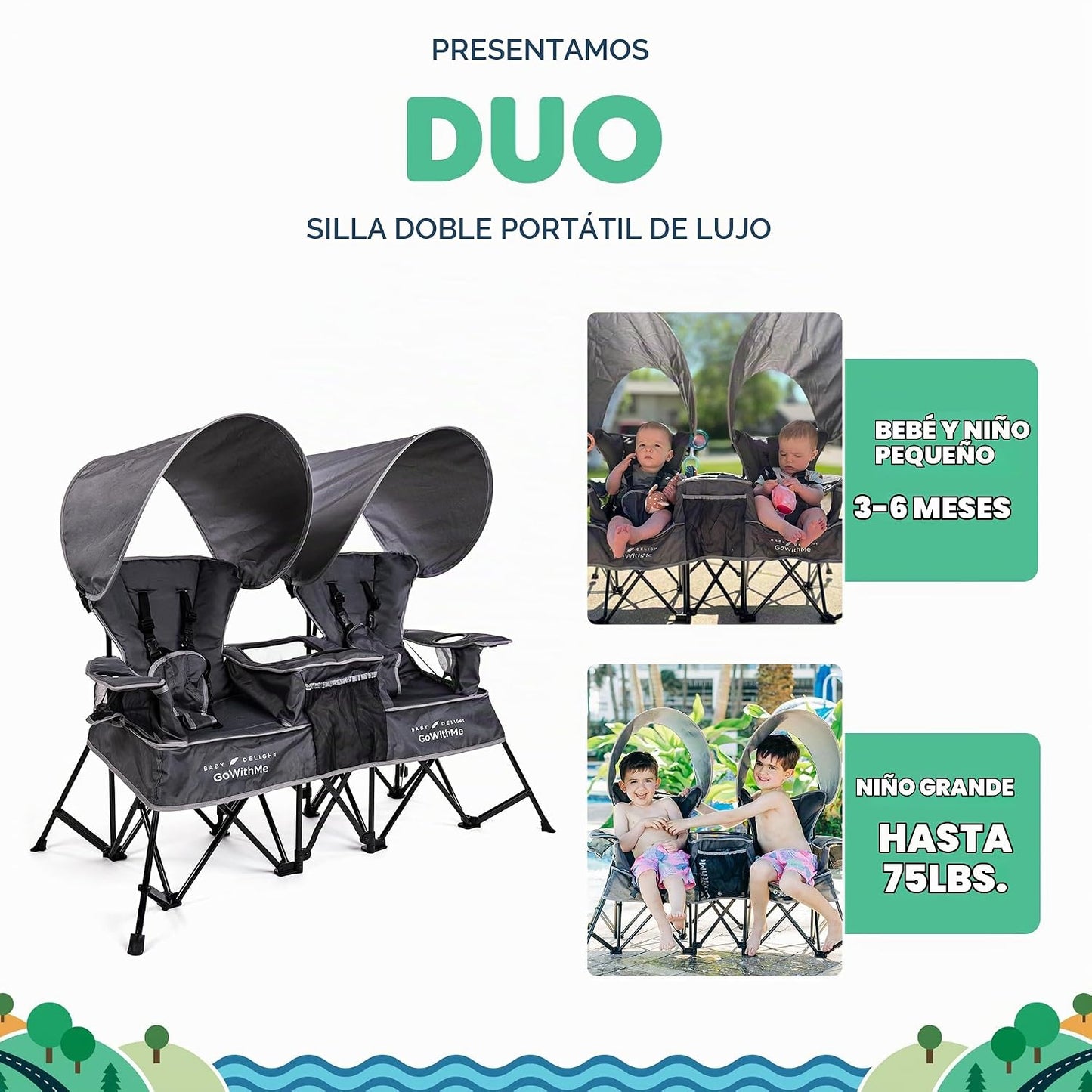 Baby Delight Go with Me Duo Deluxe - Silla portátil para niños, asi...