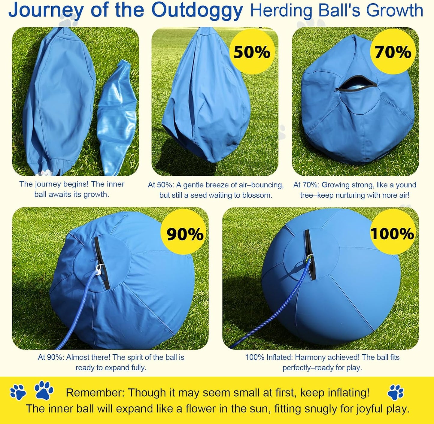 Outdoggy Pelota de pastoreo mejorada de 14 pulgadas para perros – C...