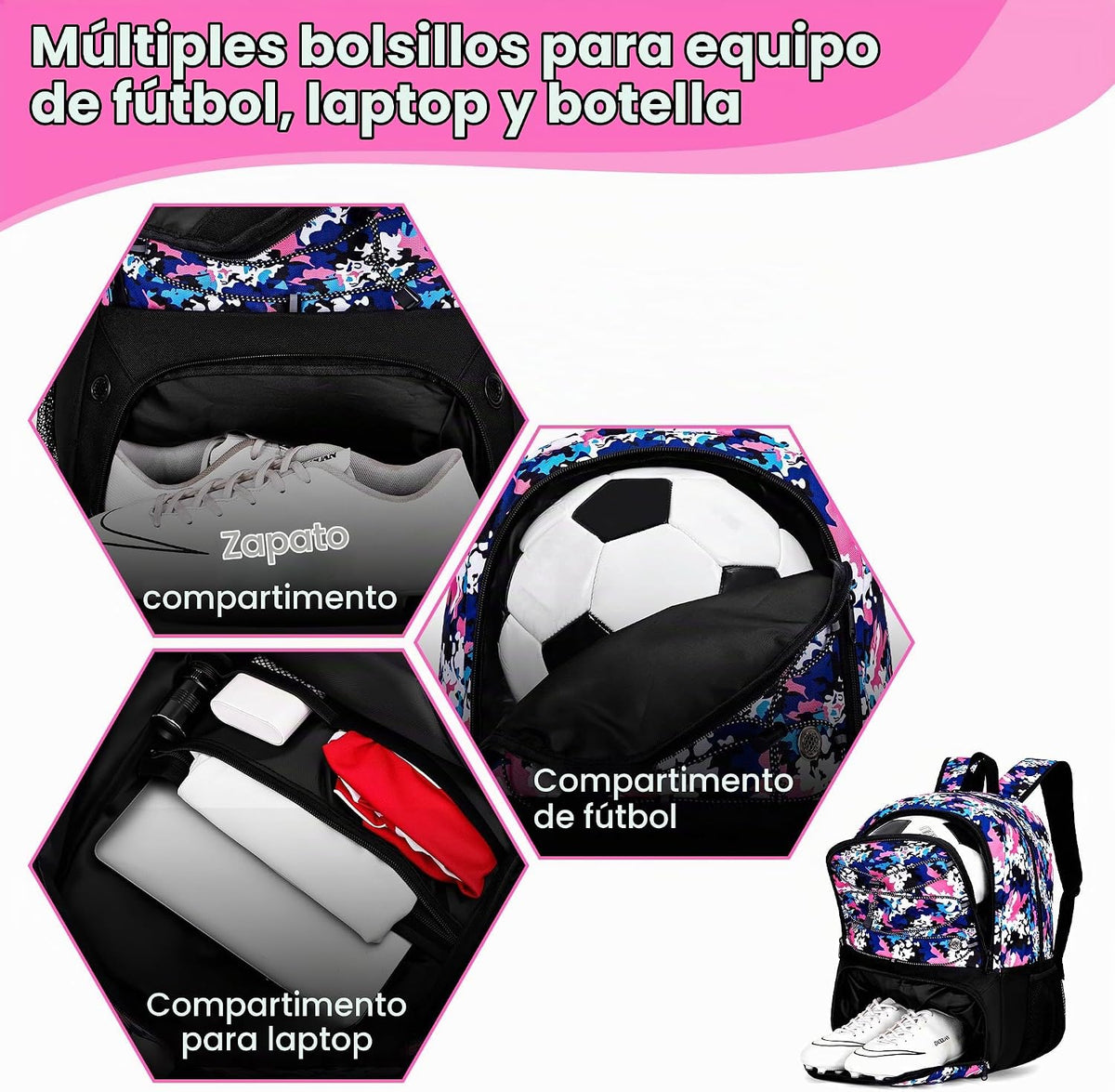 Hsmihair - Mochila de fútbol juvenil - Mochila para fútbol y balonc...