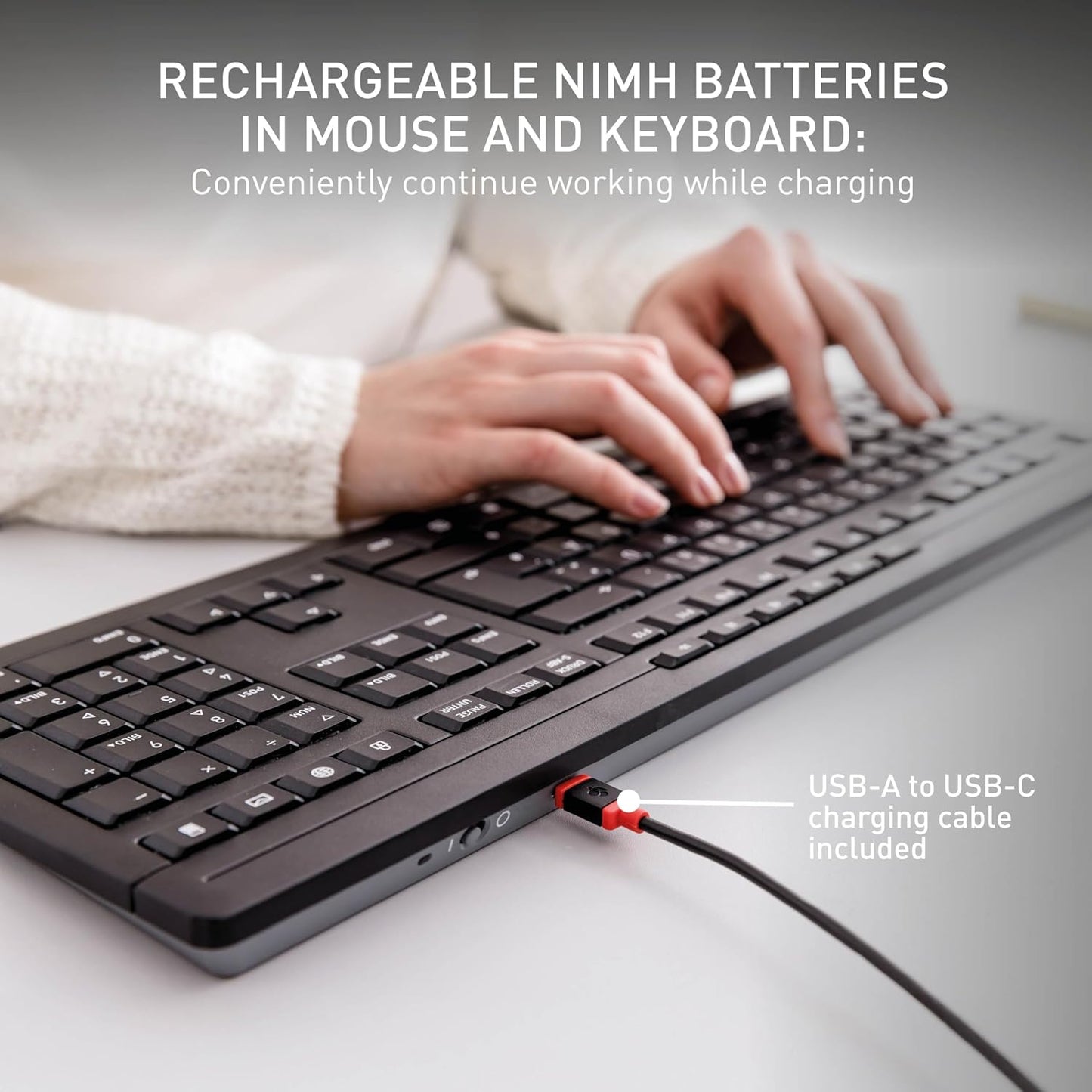 CHERRY Stream Desktop Recharge, combo de teclado y mouse inalámbric...