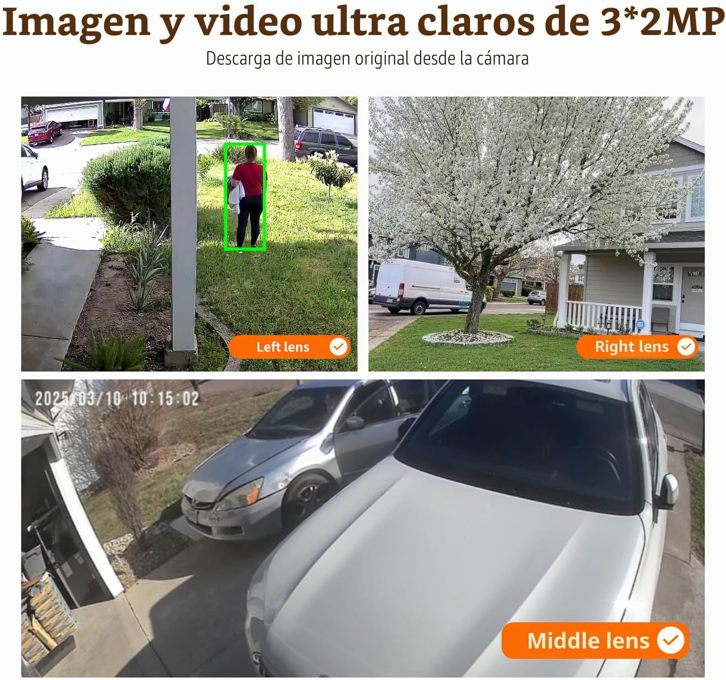 ORAXIUM Cámara de seguridad inalámbrica para exteriores de triple l...