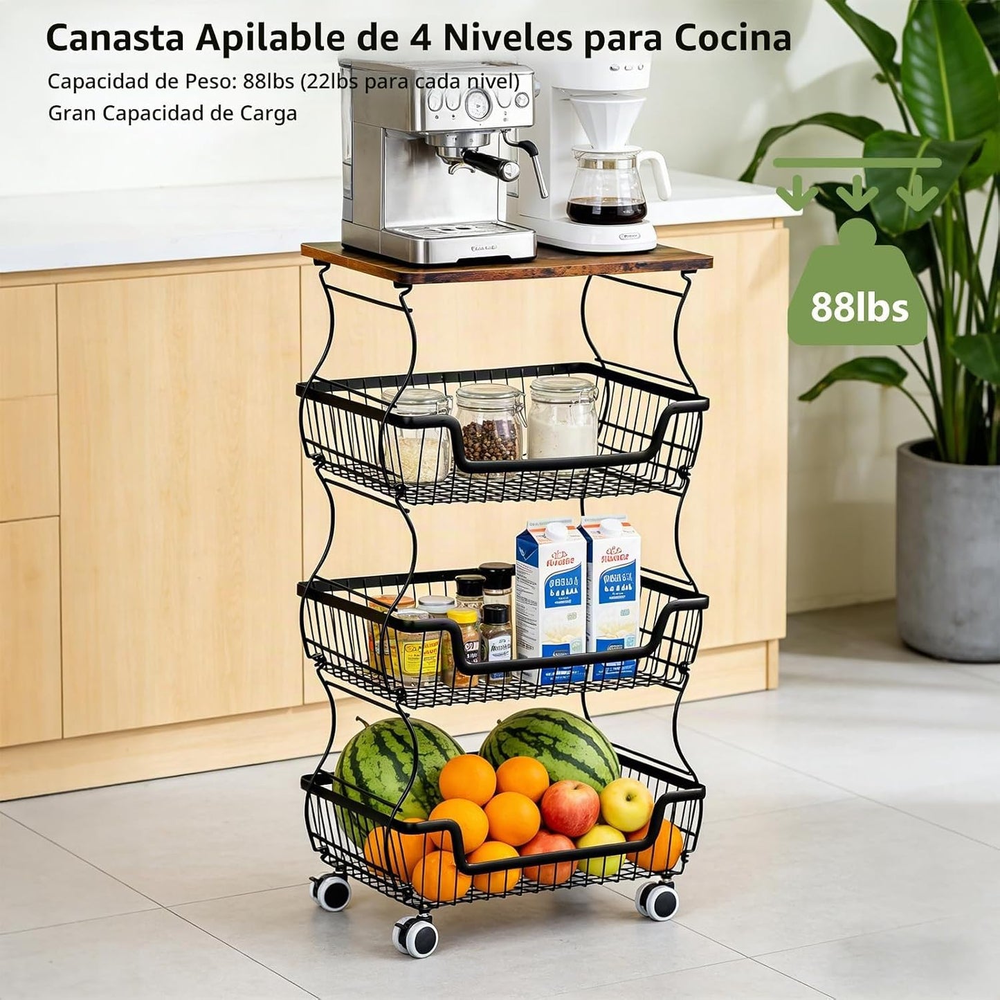 MAKE CHANGES Carrito de almacenamiento de cocina con ruedas, organi...