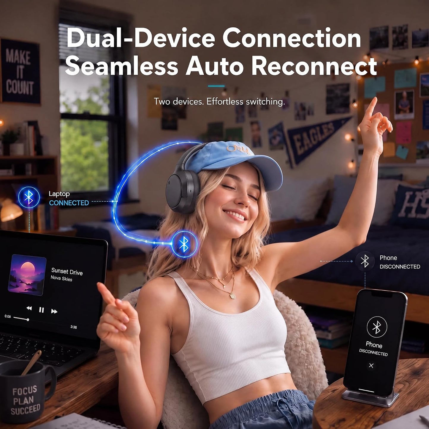 Ivrydas Auriculares Bluetooth 6.0 con cancelación de ruido Bluetoot...