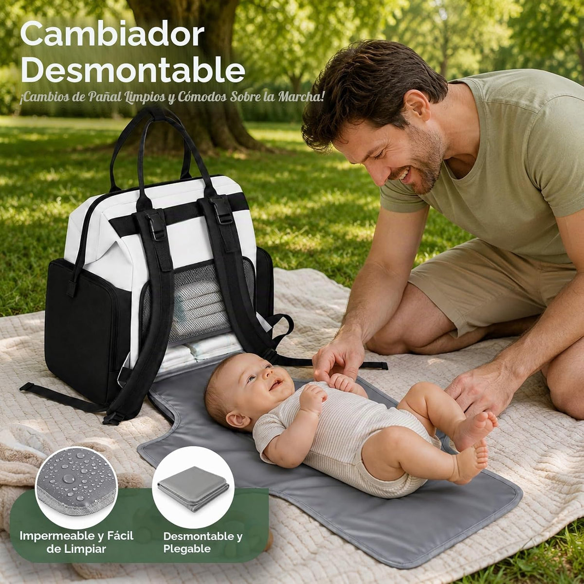 Heatvelle Mochila para pañales con bolsa calentadora de biberones p...