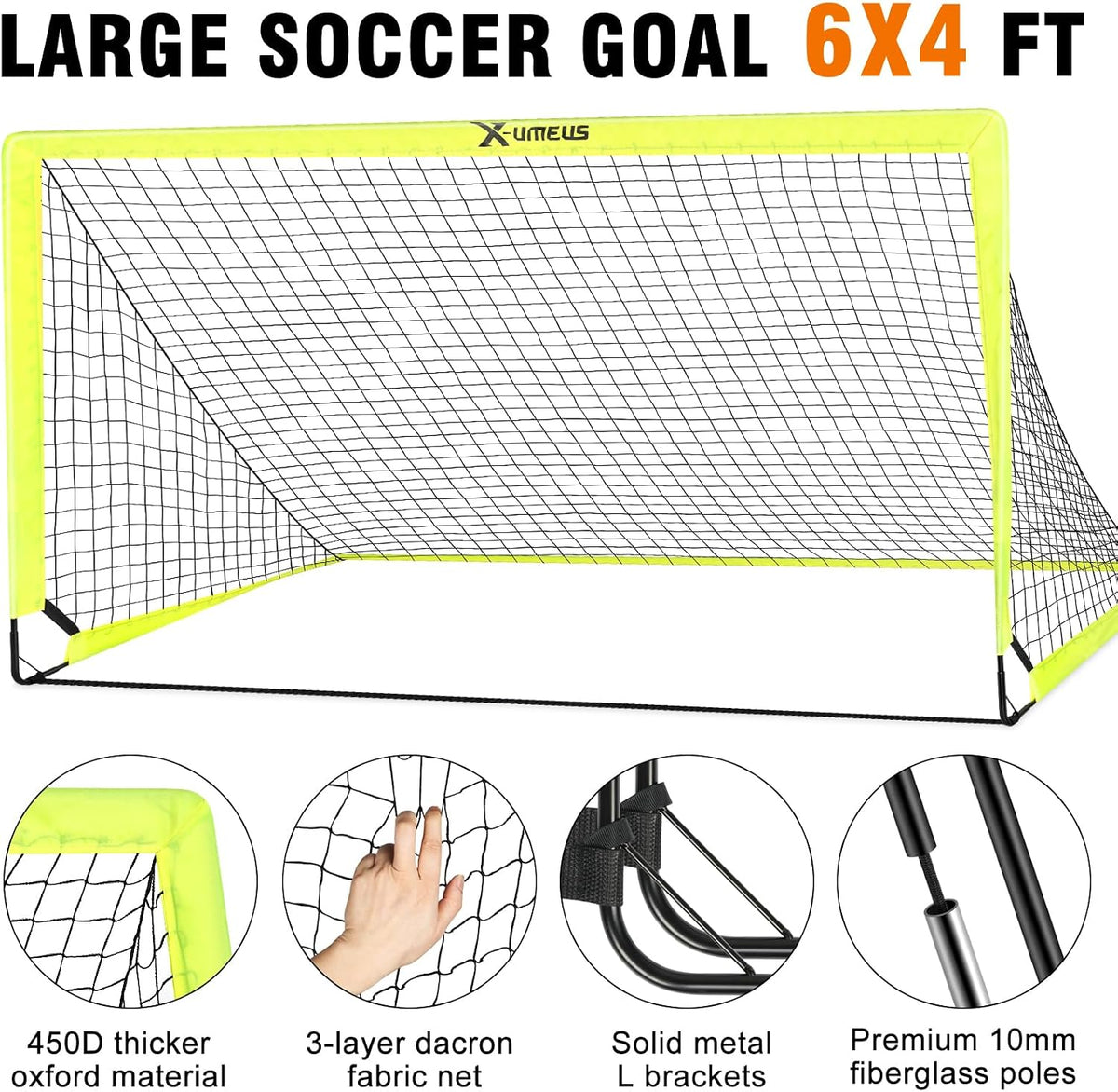 Porterías de fútbol para niños para patio trasero, juego de 2, 4 x...