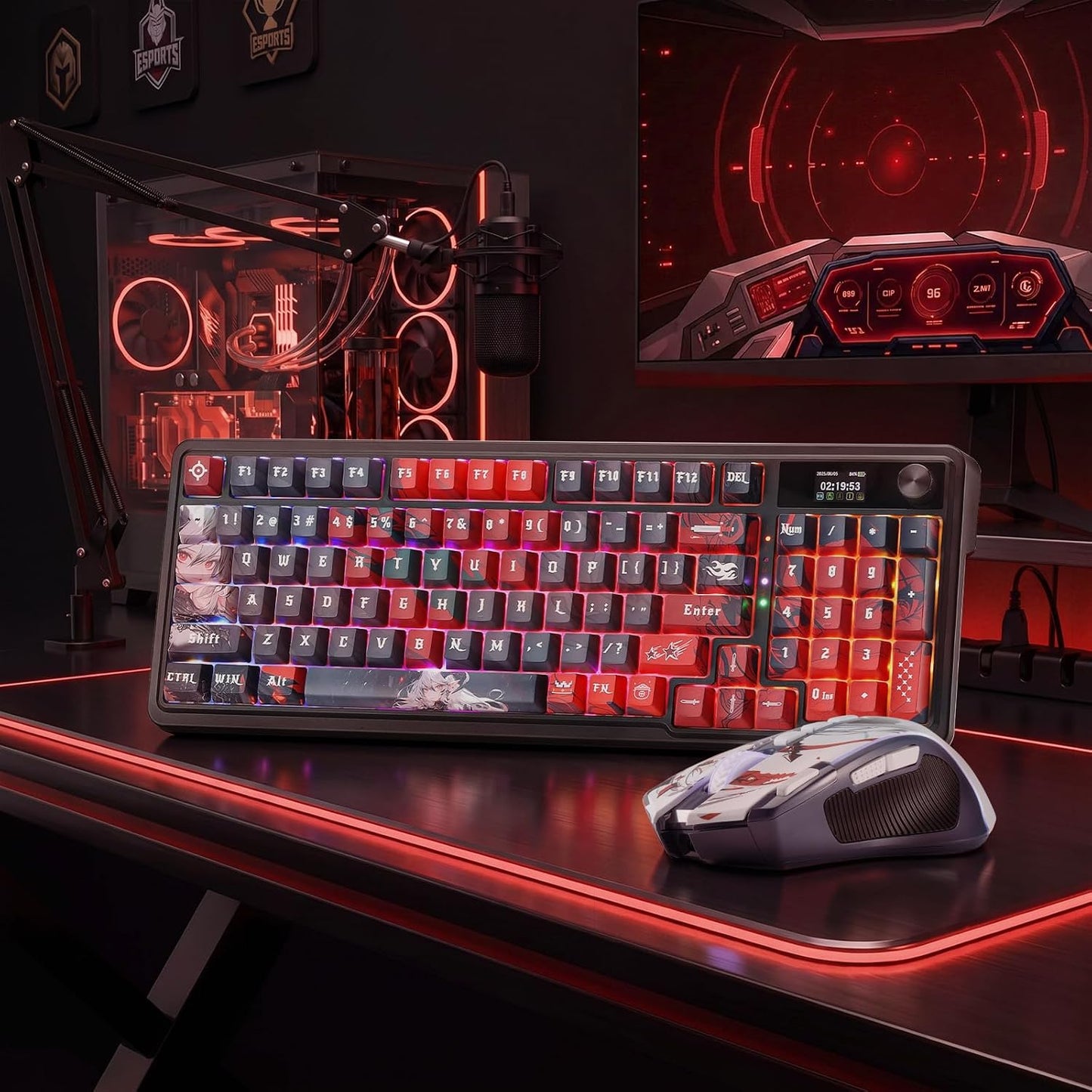 Redragon K719 PRO - Combo de teclado y mouse para juegos de anime,...