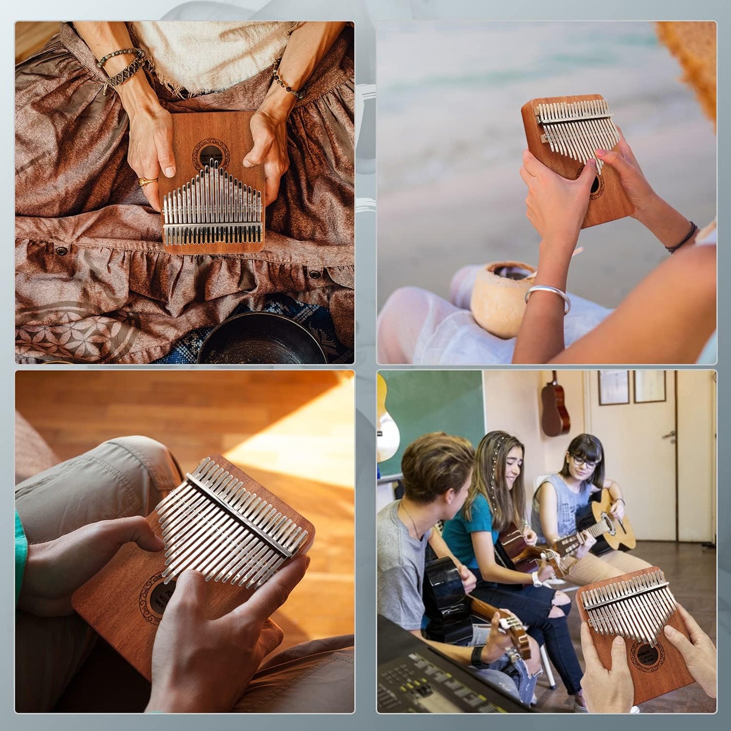 Kalimba - Piano de pulgar, YUNDIE Potable de 17 teclas Mbira Finger...