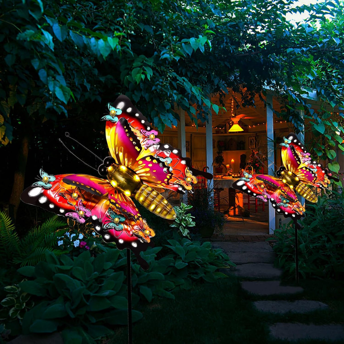 Luces solares de mariposa para exteriores, grandes luces de metal p...