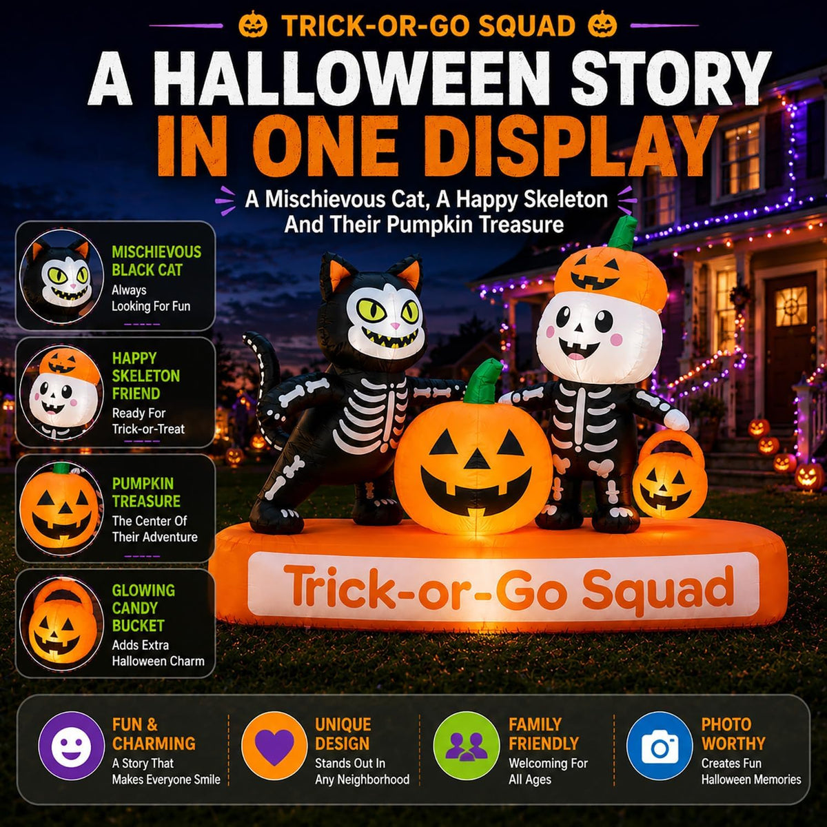 Toiyjofe Decoración de patio inflable de Halloween de 7 pies para t...