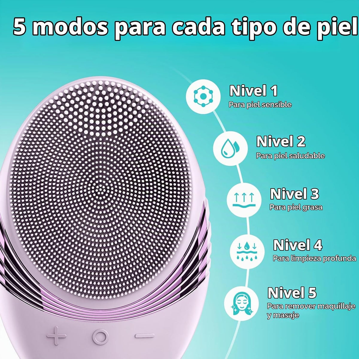 COSLUS FBS01 - Cepillo de limpieza facial, compacto, color morado c...