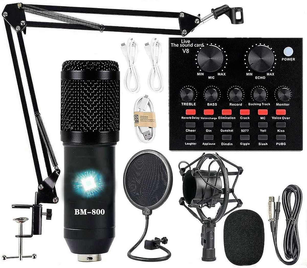 Paquete de equipo de podcast, condensador BM-800 con cambiador de v...