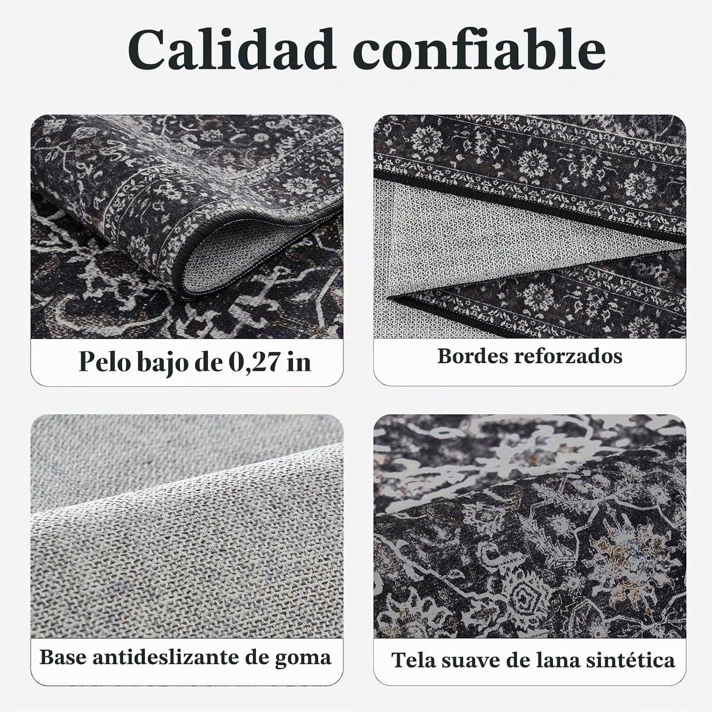 Jainmy Alfombras de área color carbón de 5 x 7 pies para sala de es...