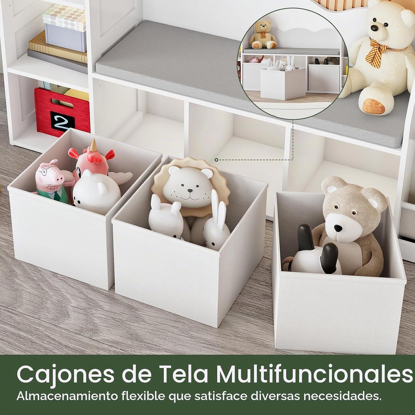 CHOEZON Estantería para niños de 66.9 pulgadas con rincón de lectur...