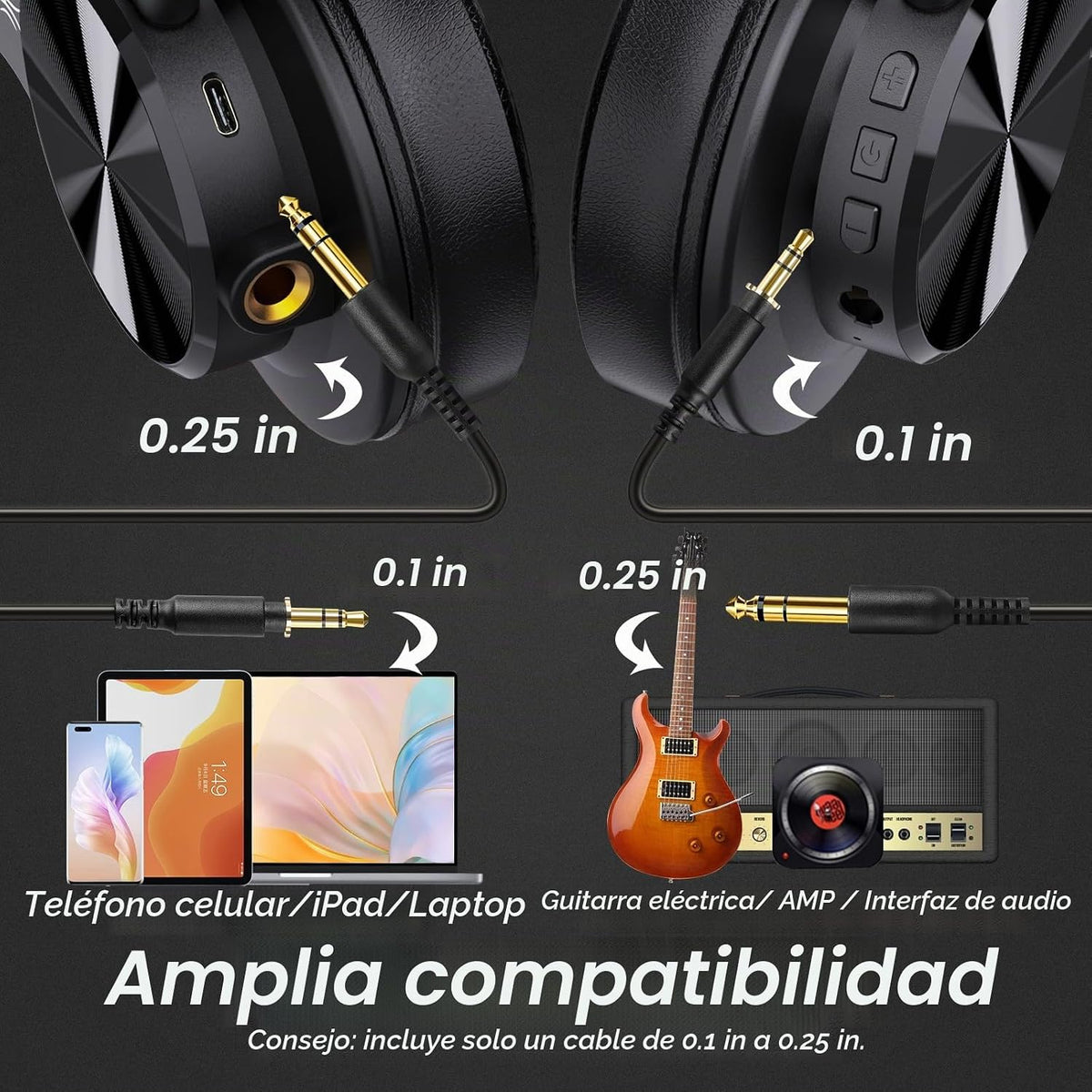 OneOdio A70 Auriculares Bluetooth de alta resolución con orejeras,...