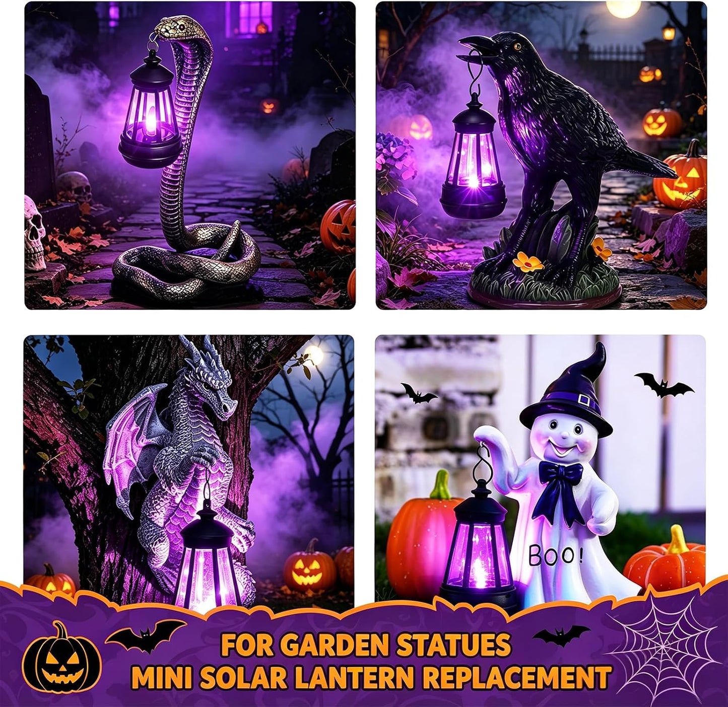 Mini linterna solar de repuesto para estatua, decoración morada de...