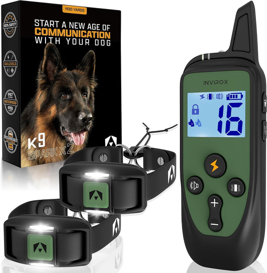 INVIROX Collar de entrenamiento para perros con control remoto, col...