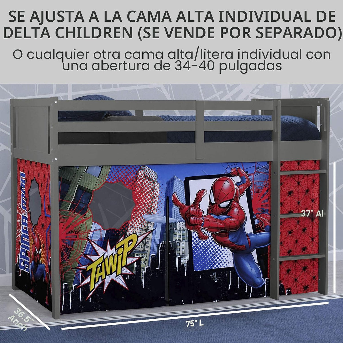 Delta Children Spider-Man - Juego de cortinas para cama baja indivi...