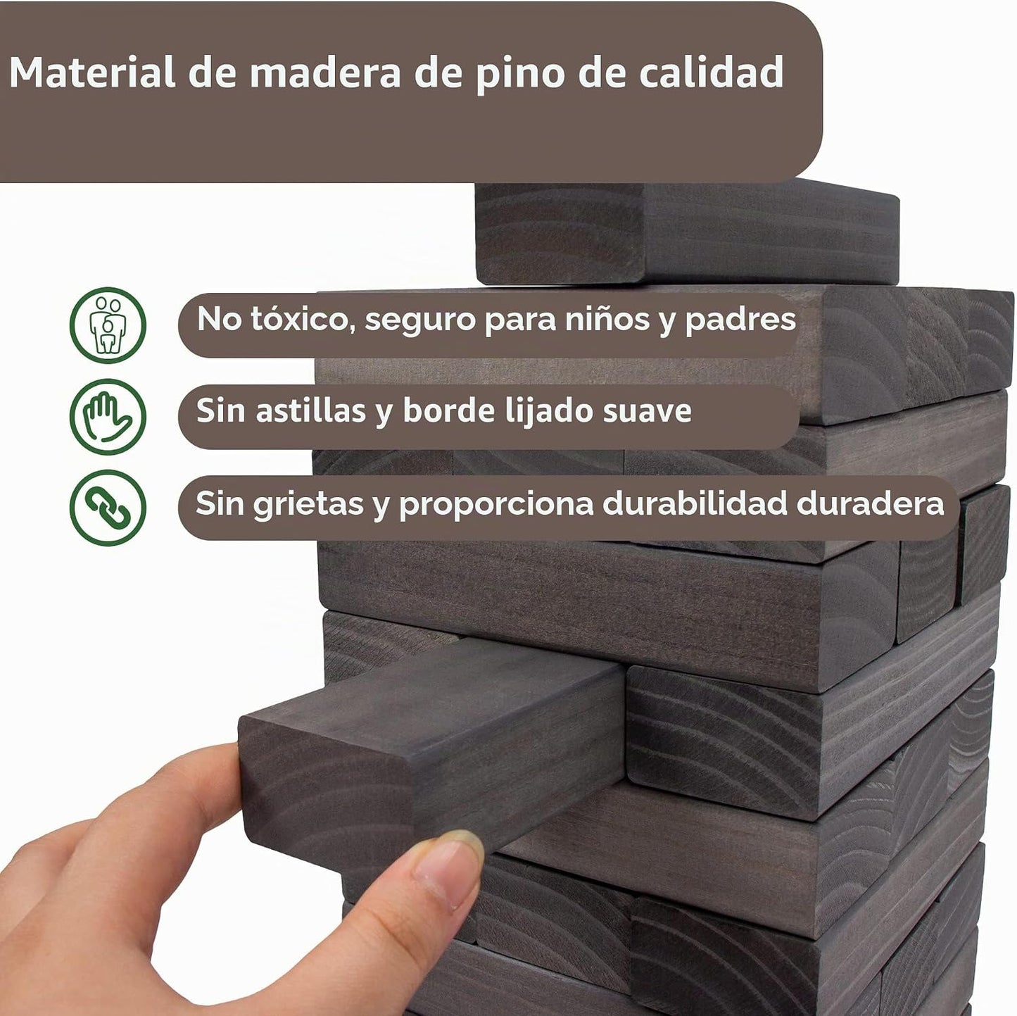 Juegoal Juego de bloques gigantes de torre de caída de 54 piezas, j...