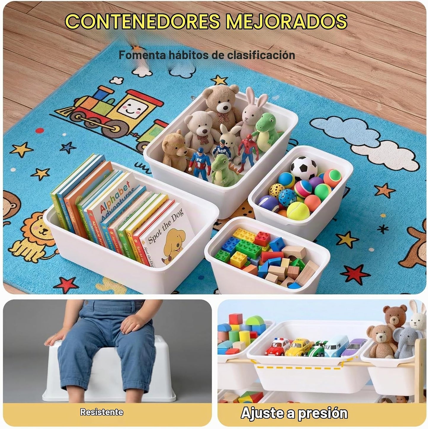Dclavy Organizador de almacenamiento de juguetes con estantería par...