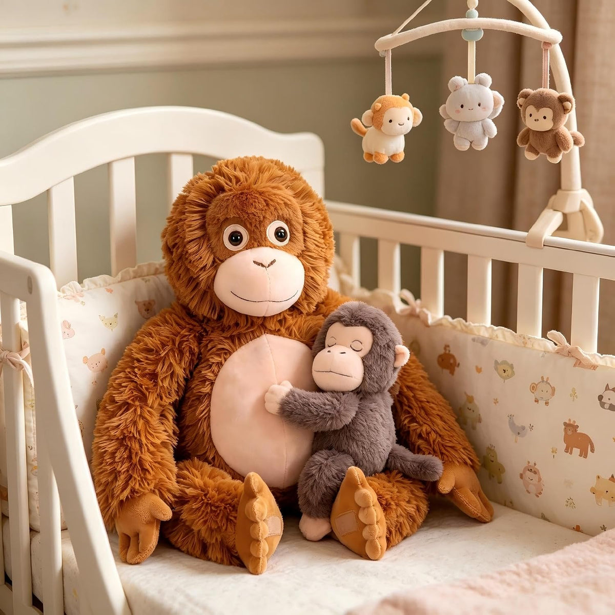 Karoeiwa 2 piezas de mono de peluche mamá con bebé familia de peluc...