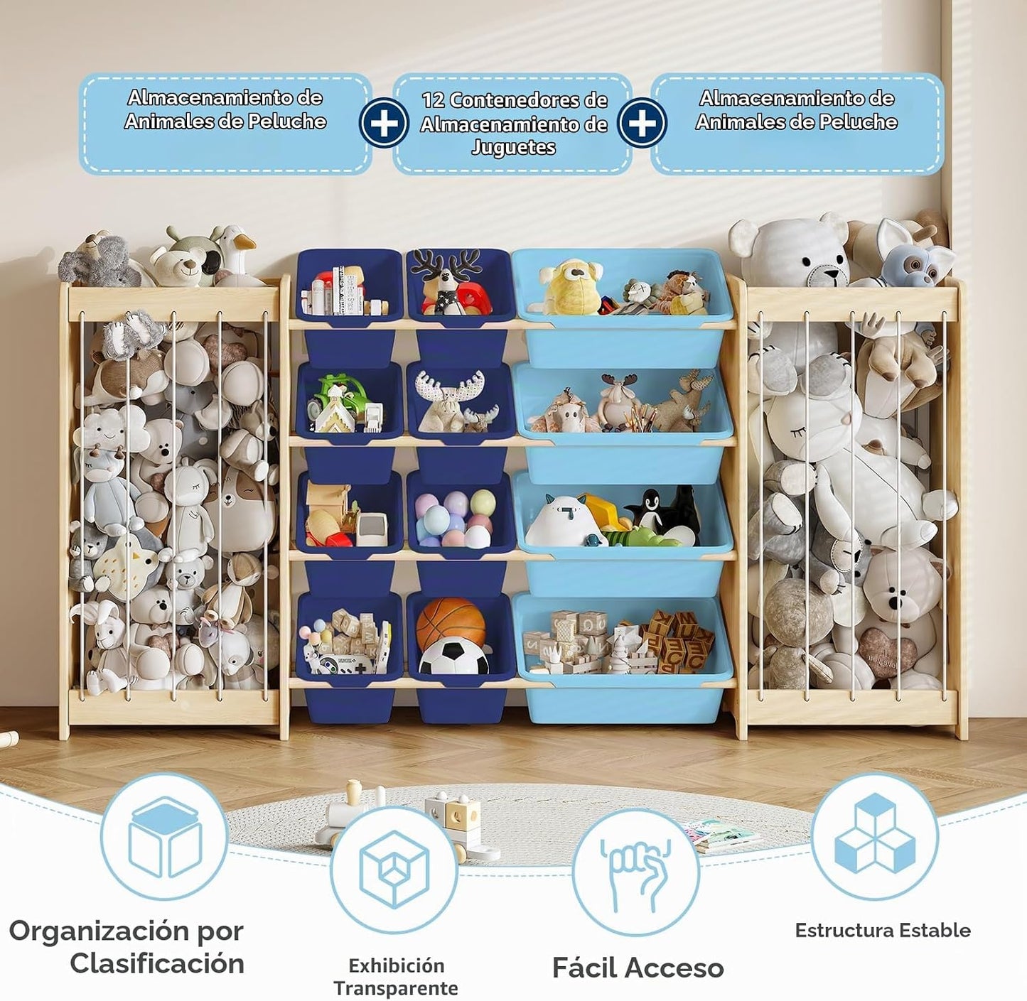 EXPERLAM Organizador grande de almacenamiento de juguetes, almacena...